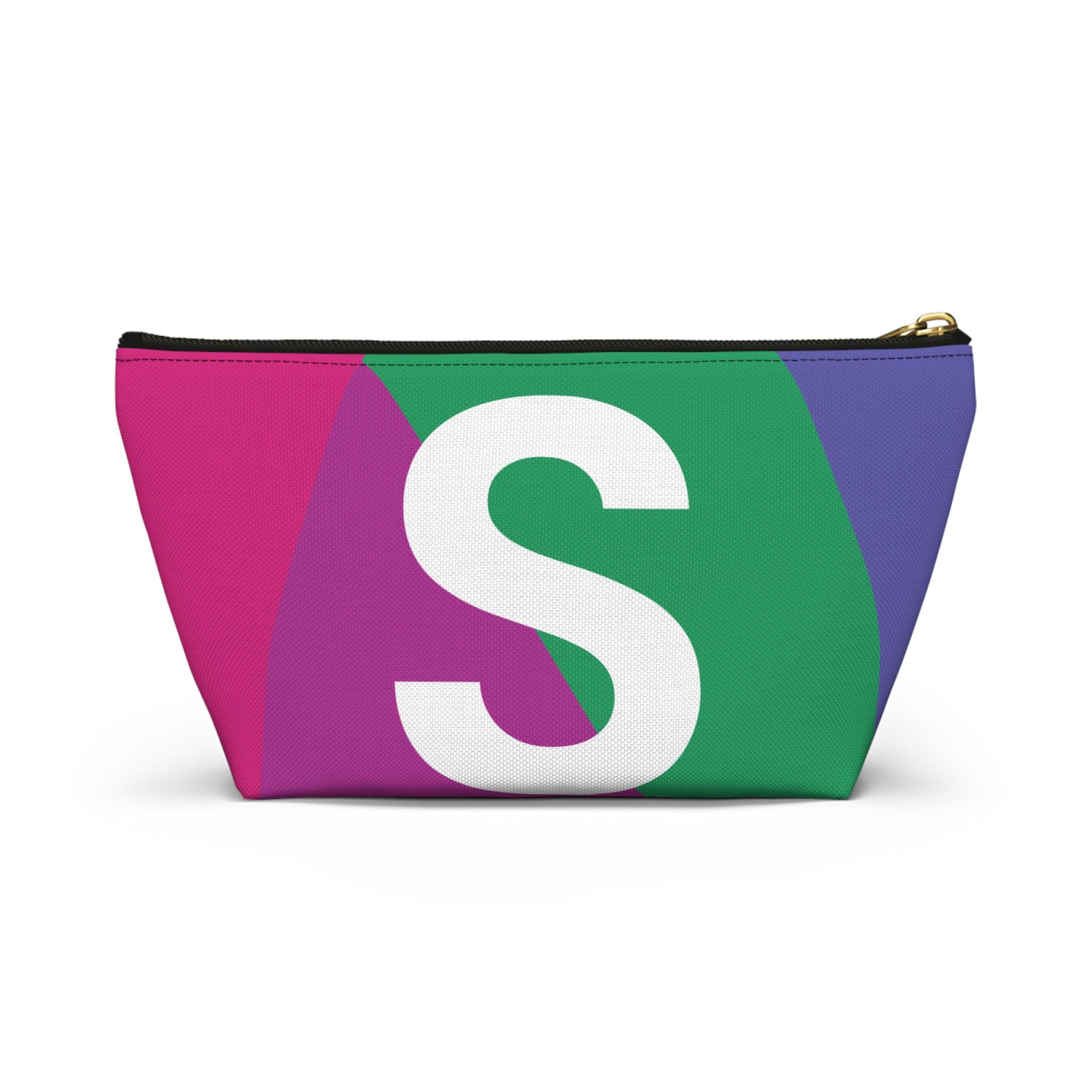 Initials Colorblock Accessory Pouch — Monogram S T-Bottom Cosmetic Bag