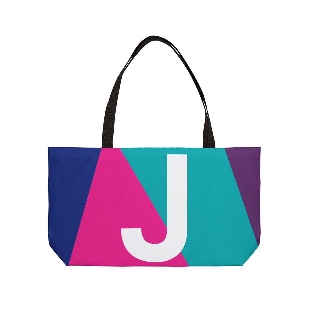 Personalized 'J' Colorblock Tote Bag — Monogram Weekender Tote