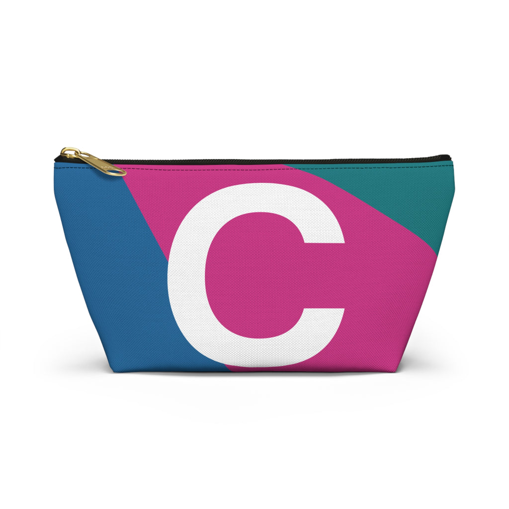 Initials Colorblock Accessory Pouch — Monogram C T-Bottom Cosmetic Bag