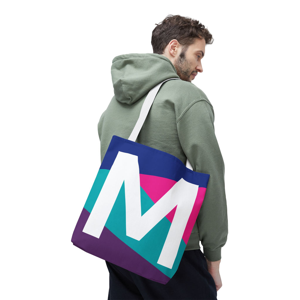 Monogram 'M' Colorblock Tote Bag — Personalized Initial L Shoulder Tote