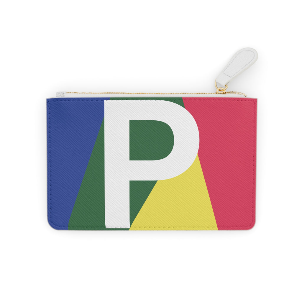 Initial P Mini Clutch — Colorblock Monogram Wristlet Wallet