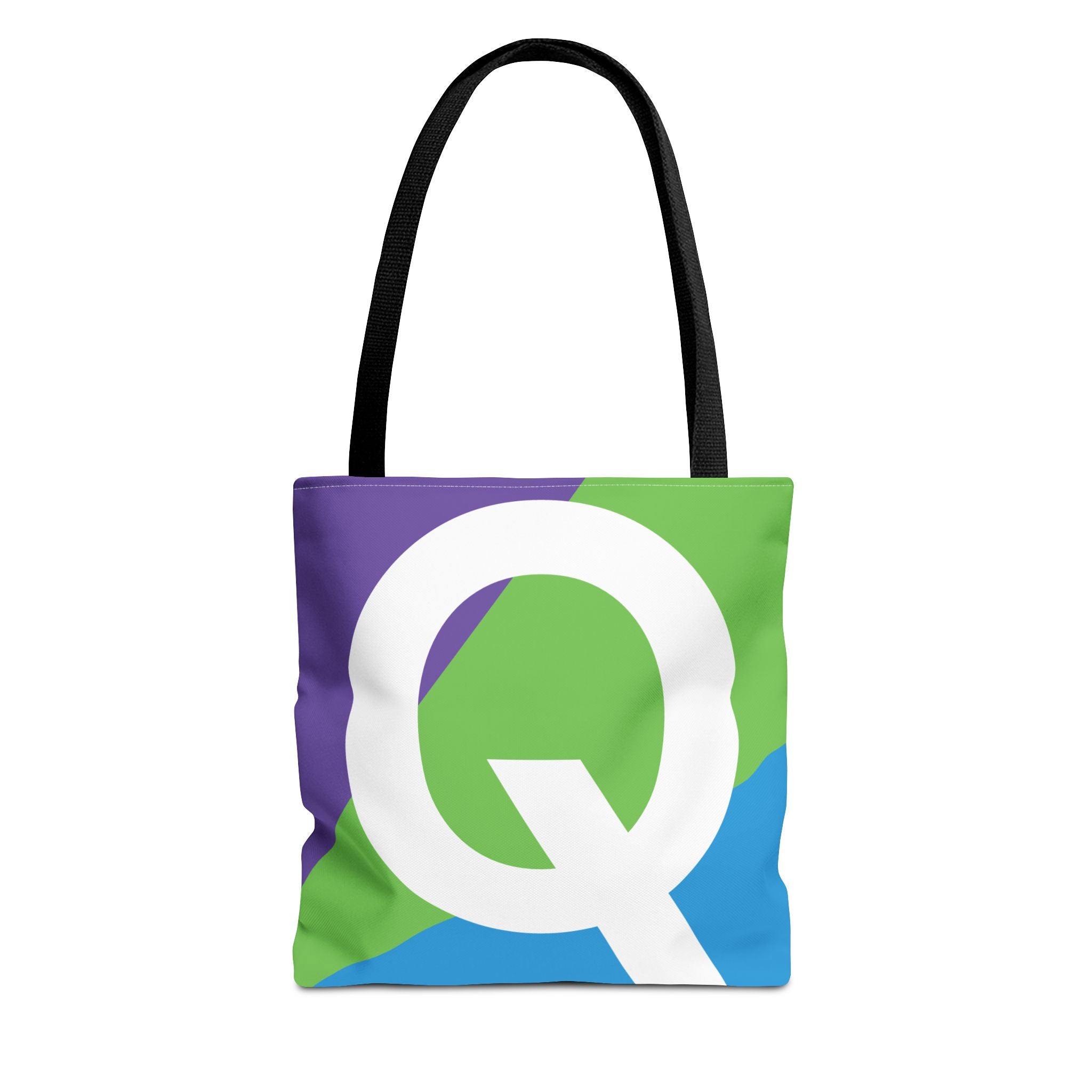 Monogram 'Q' Colorblock Tote Bag — Personalized Initial Q Shoulder Tote