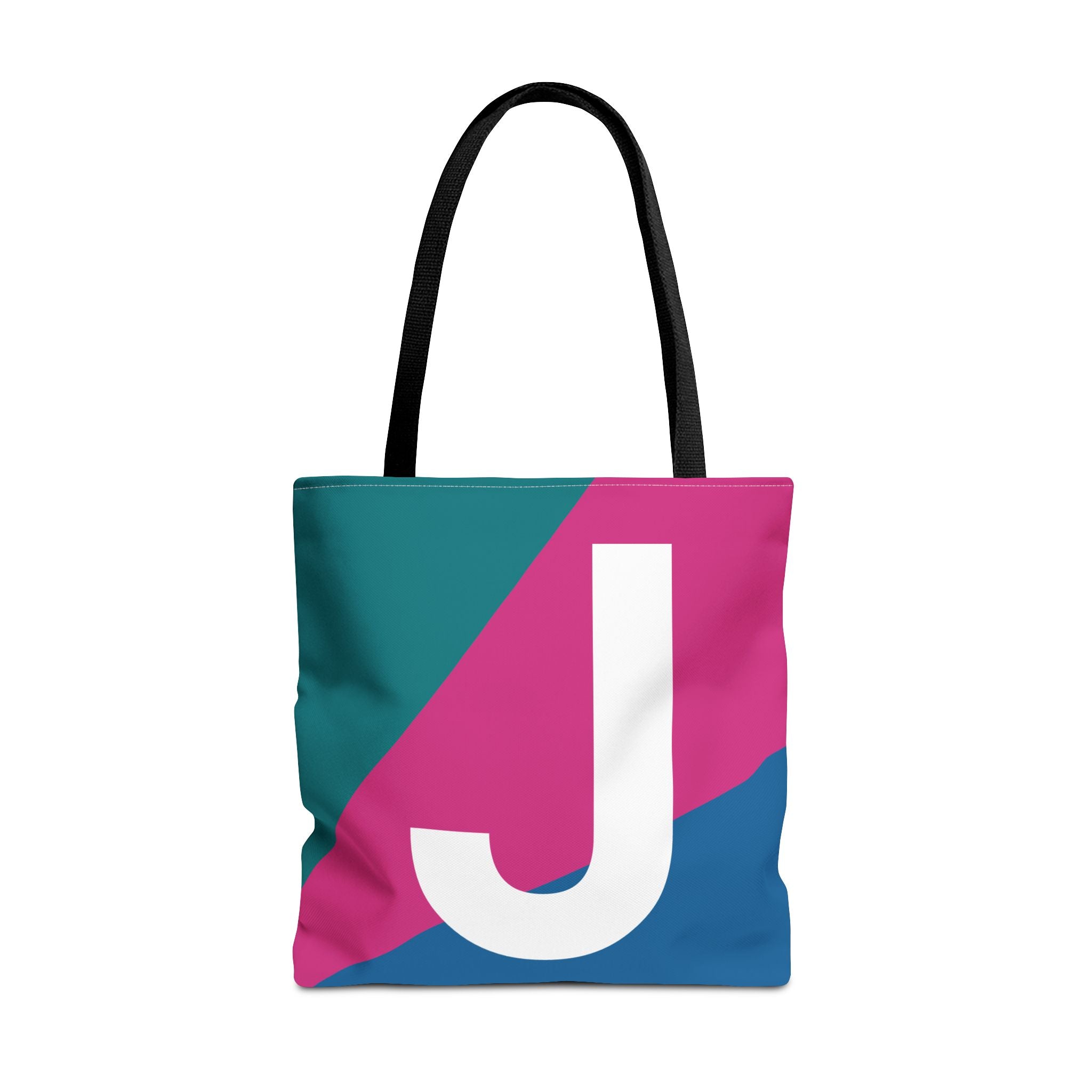 Monogram 'J' Colorblock Tote Bag — Personalized Initial J Shoulder Tote