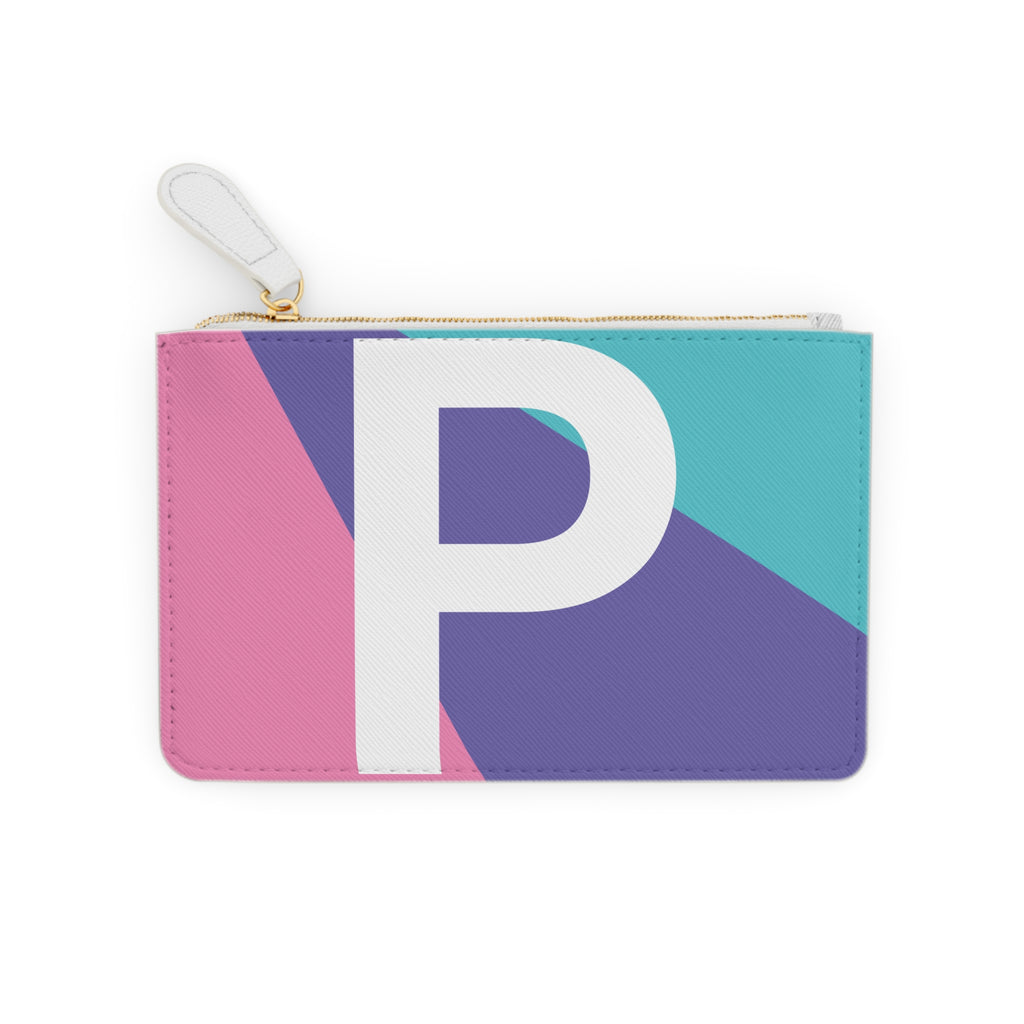 Initial P Mini Clutch — Colorblock Monogram Wristlet Wallet