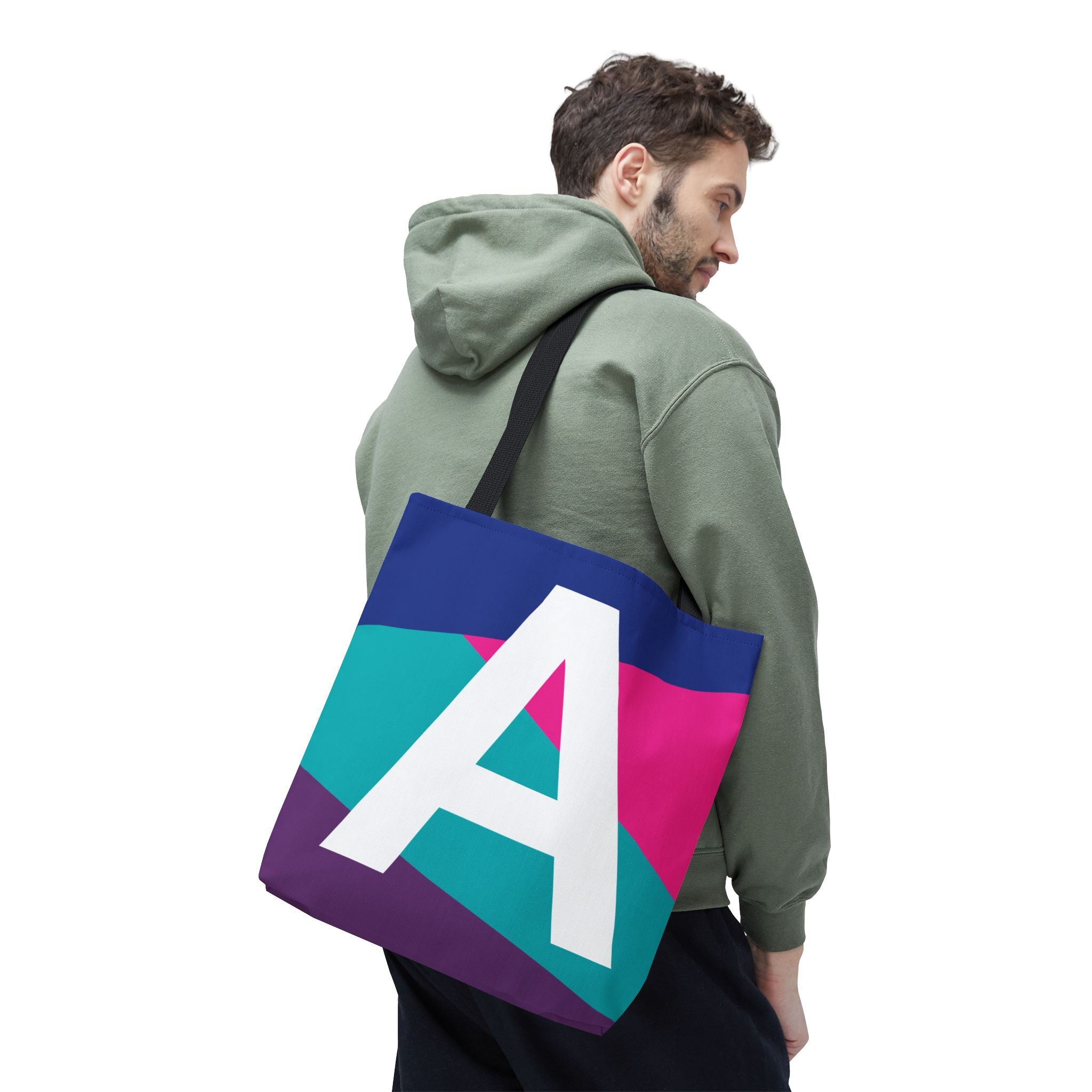 Monogram 'A' Colorblock Tote Bag — Personalized Initial A Shoulder Tote