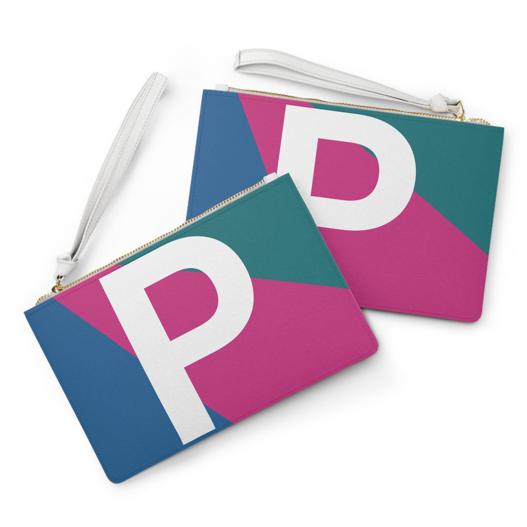 Monogram 'P' Colorblock Clutch Bag — Bold Geometric Wristlet for Everyday & Gifts