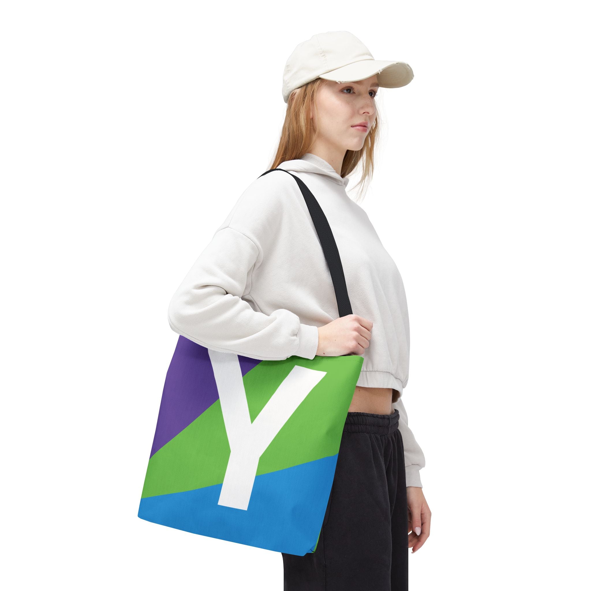 Monogram 'Y' Colorblock Tote Bag — Personalized Initial Y Shoulder Tote