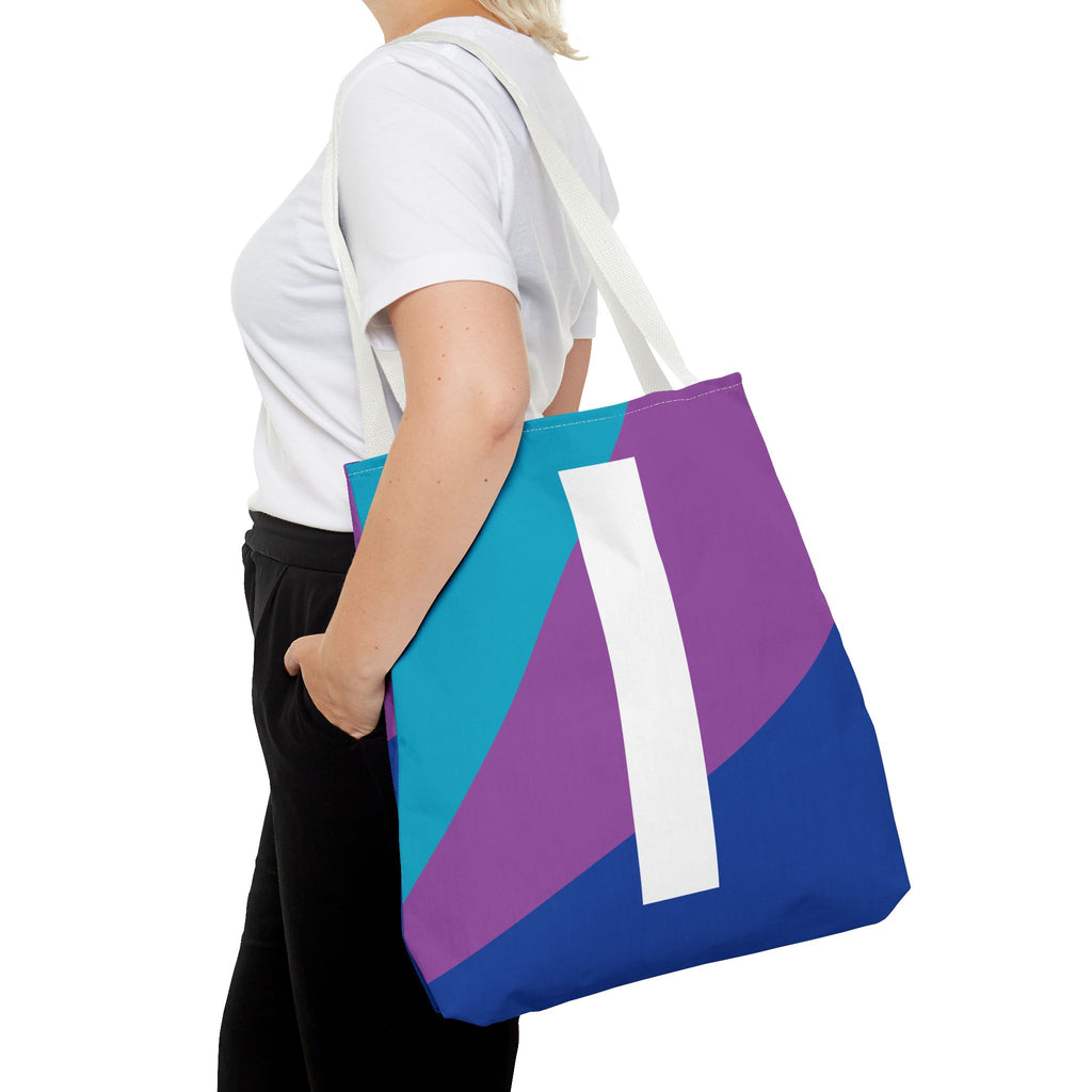 Monogram 'I' Colorblock Tote Bag — Personalized Initial I Shoulder Tote
