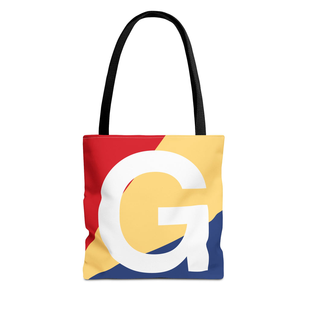 Monogram 'G' Colorblock Tote Bag — Personalized Initial G Shoulder Tote