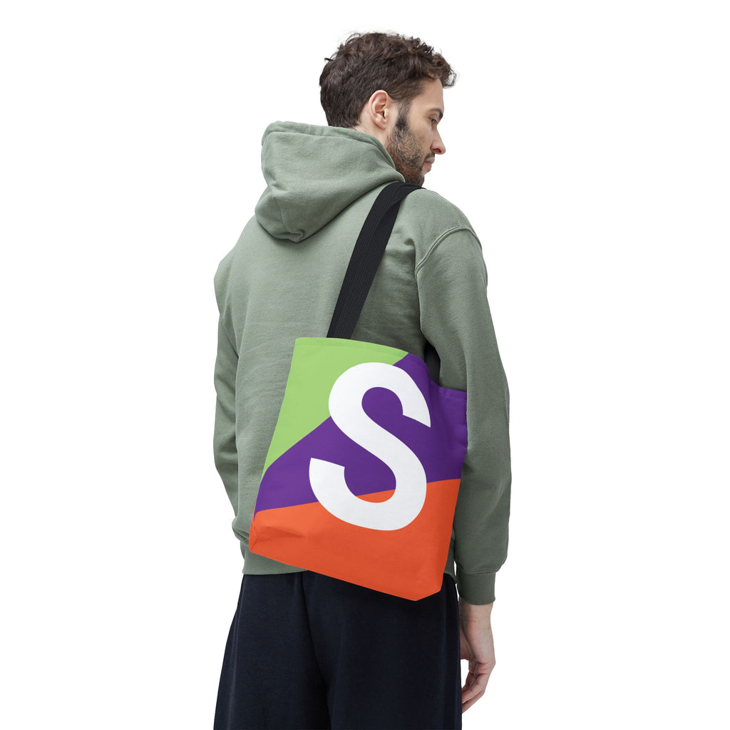 Monogram 'S' Colorblock Tote Bag — Personalized Initial S Shoulder Tote