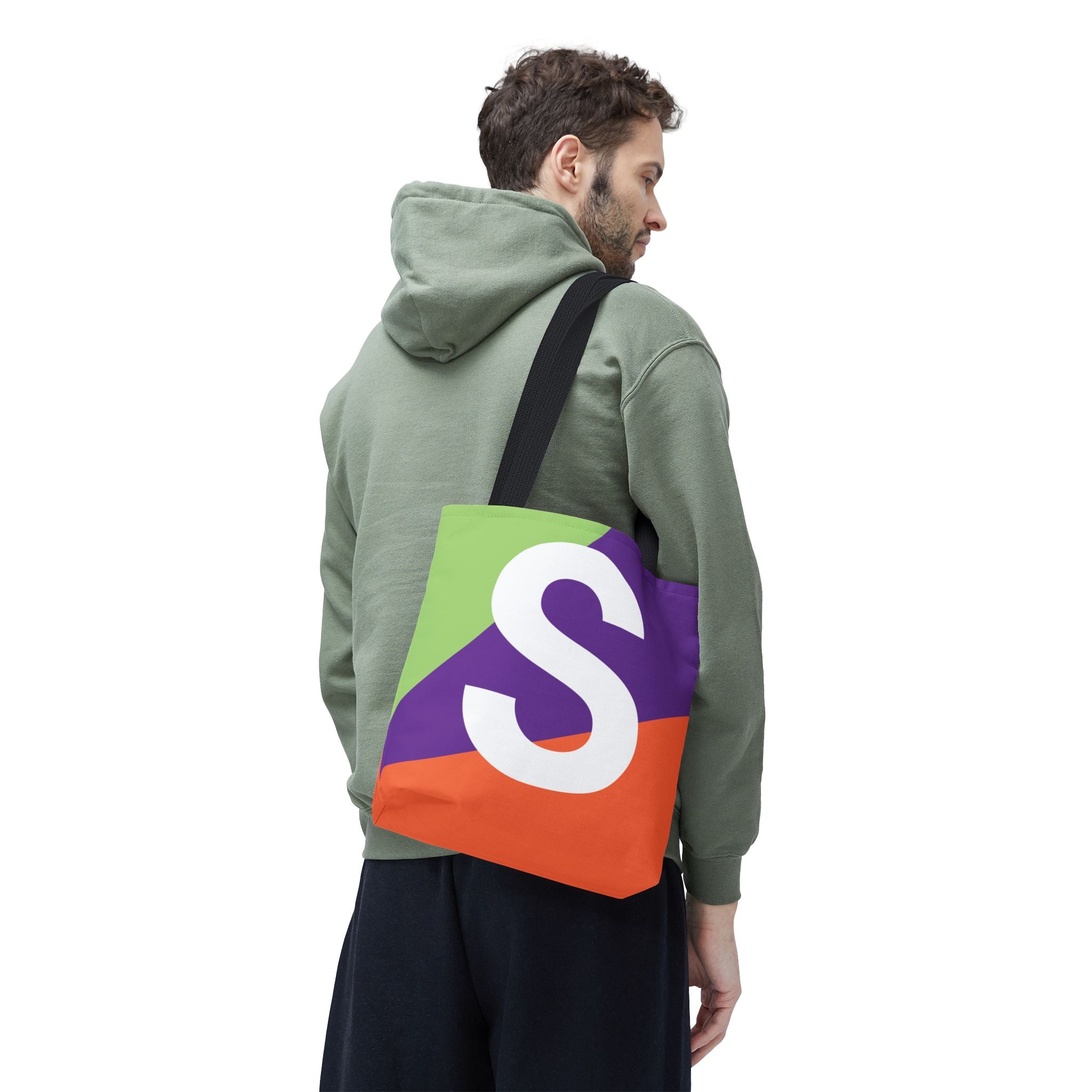 Monogram 'S' Colorblock Tote Bag — Personalized Initial S Shoulder Tote