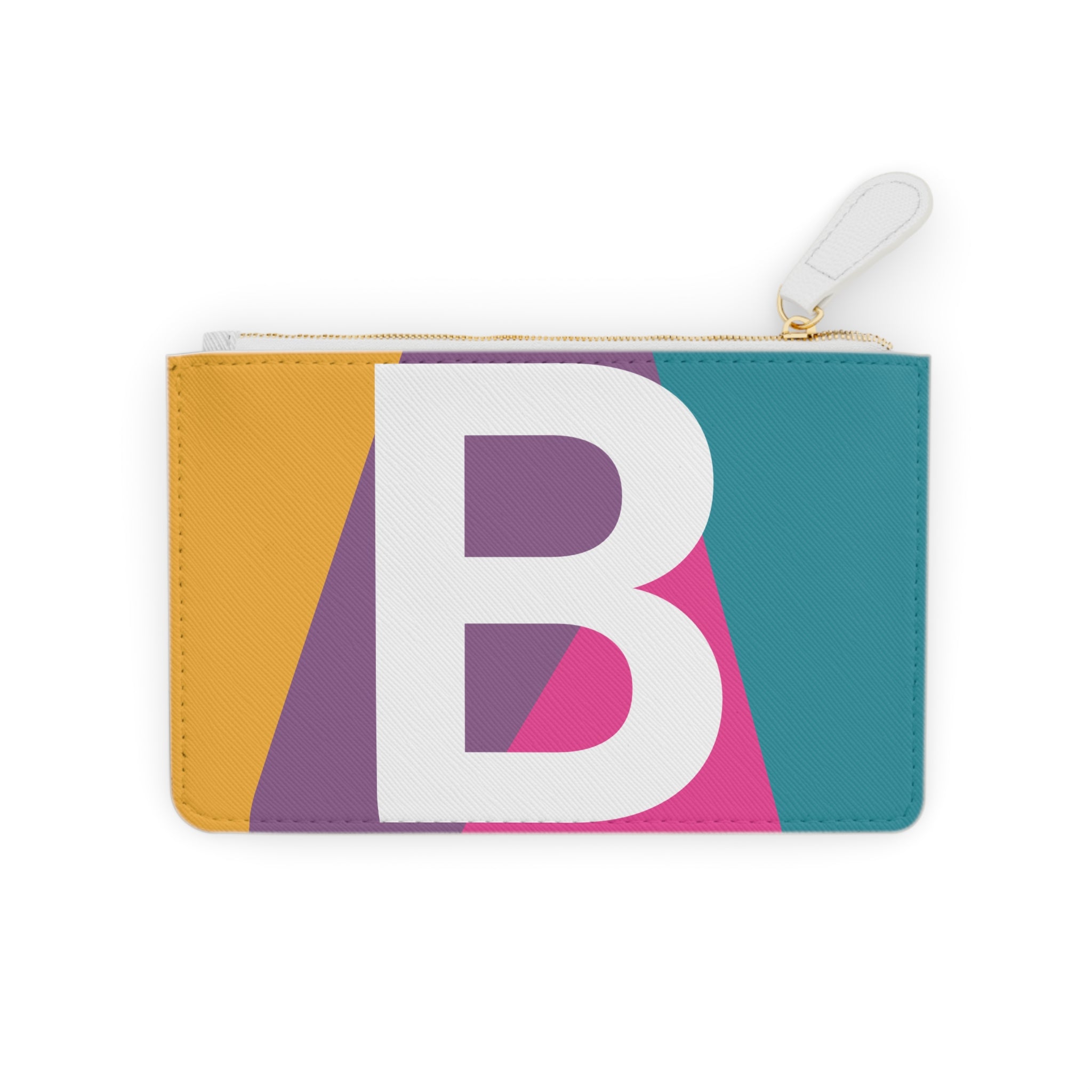Initial B Mini Clutch — Colorblock Monogram Wristlet Wallet