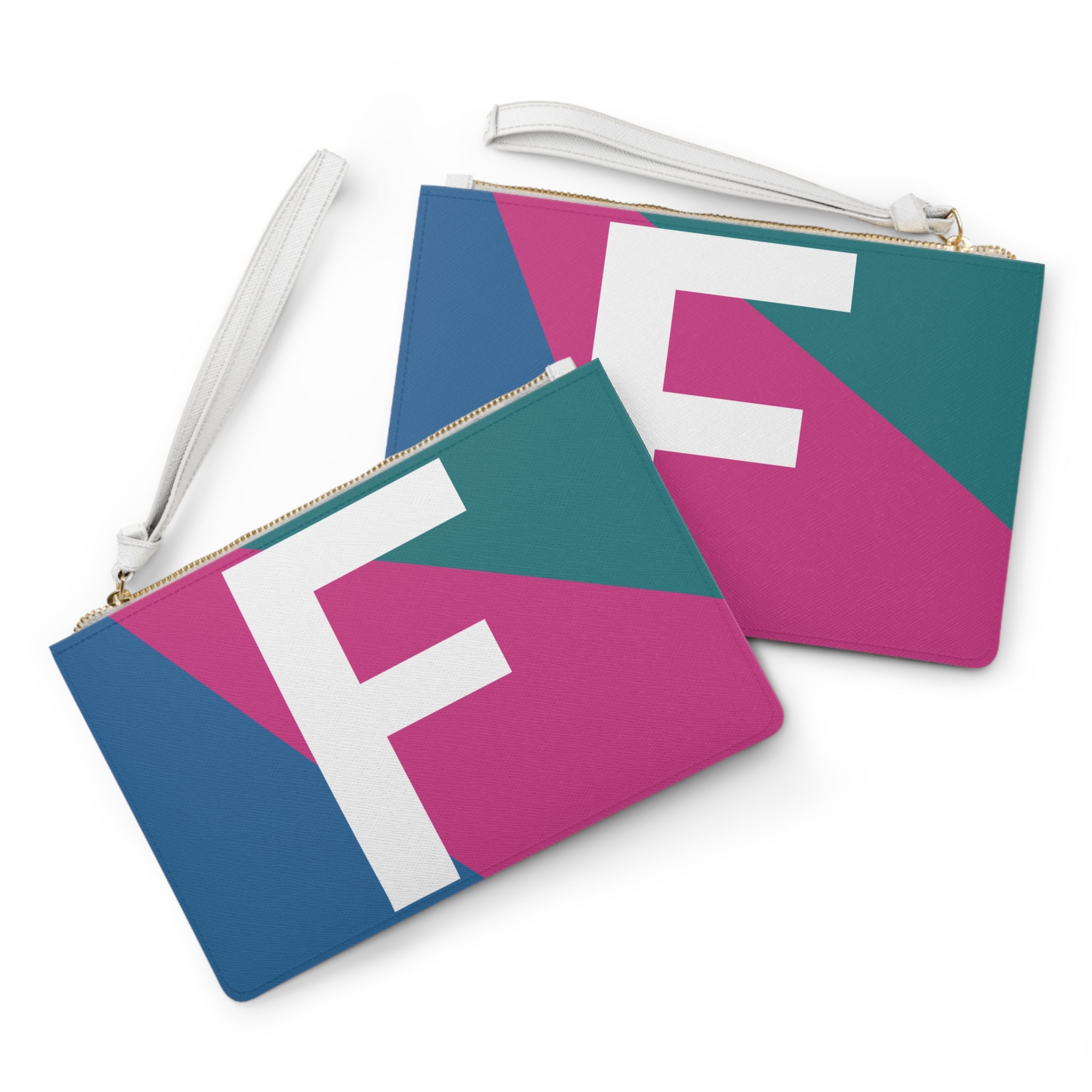 Monogram 'F' Colorblock Clutch Bag — Bold Geometric Wristlet for Everyday & Gifts