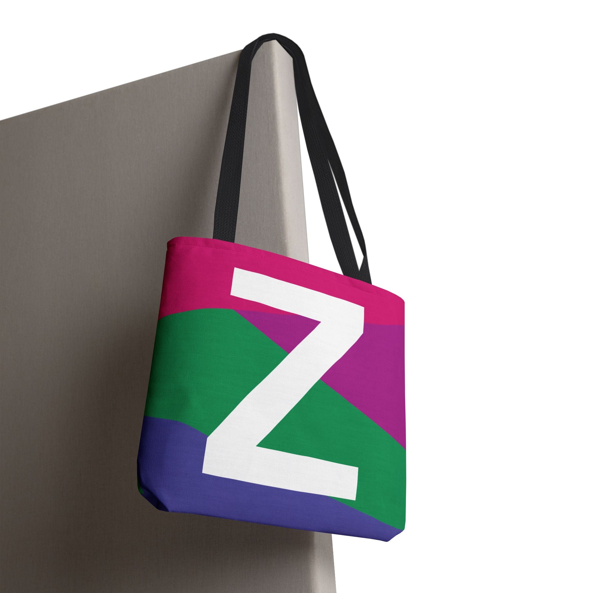 Monogram 'Z' Colorblock Tote Bag — Personalized Initial Z Shoulder Tote