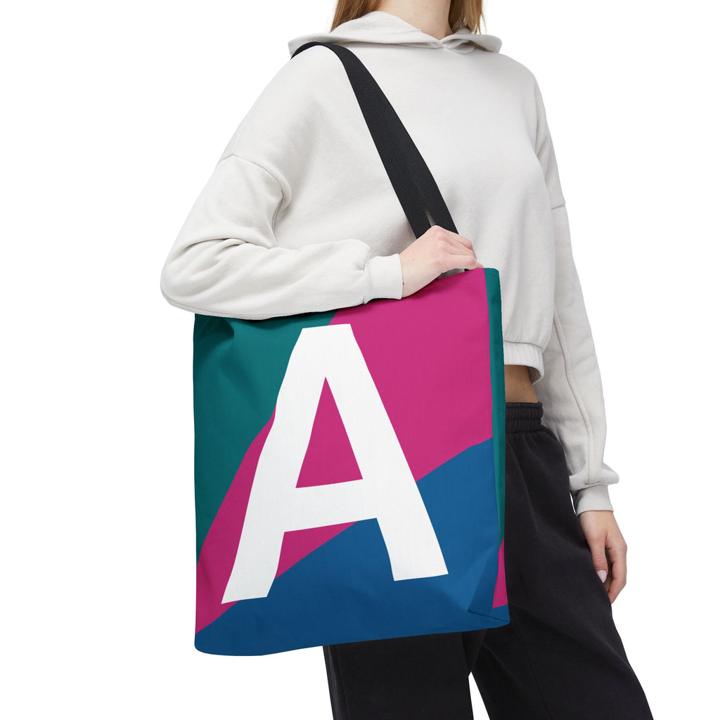 Monogram 'A' Colorblock Tote Bag — Personalized Initial A Shoulder Tote
