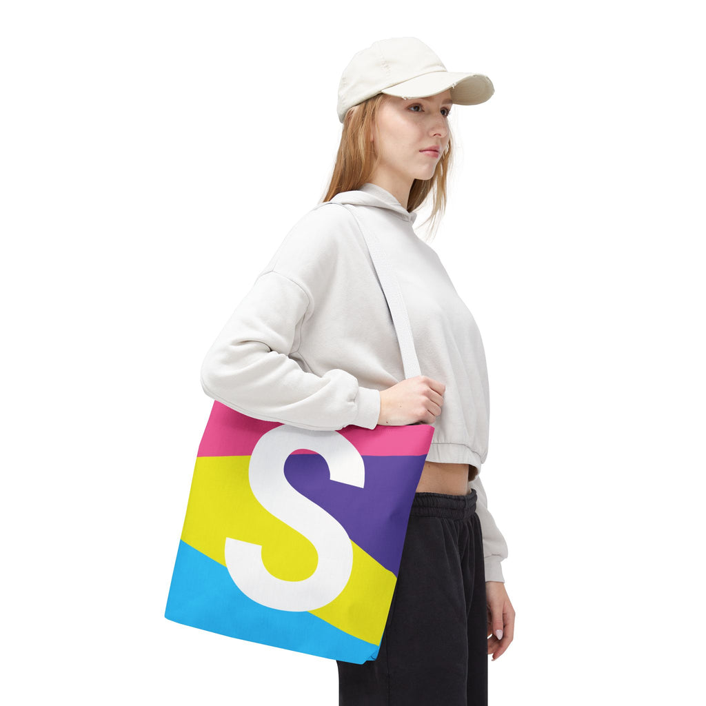Monogram 'S' Colorblock Tote Bag — Personalized Initial S Shoulder Tote