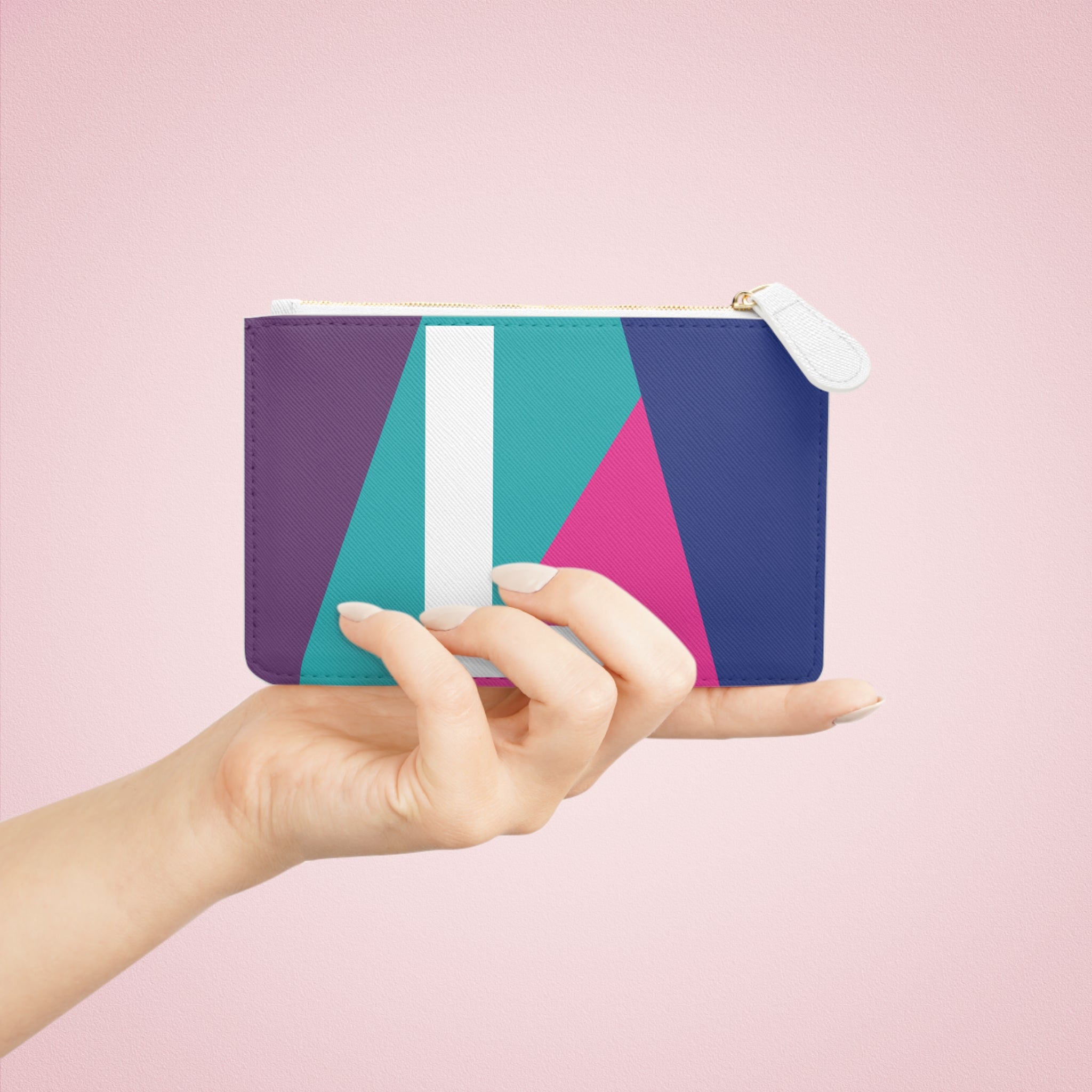 Initial L Mini Clutch — Colorblock Monogram Wristlet Wallet