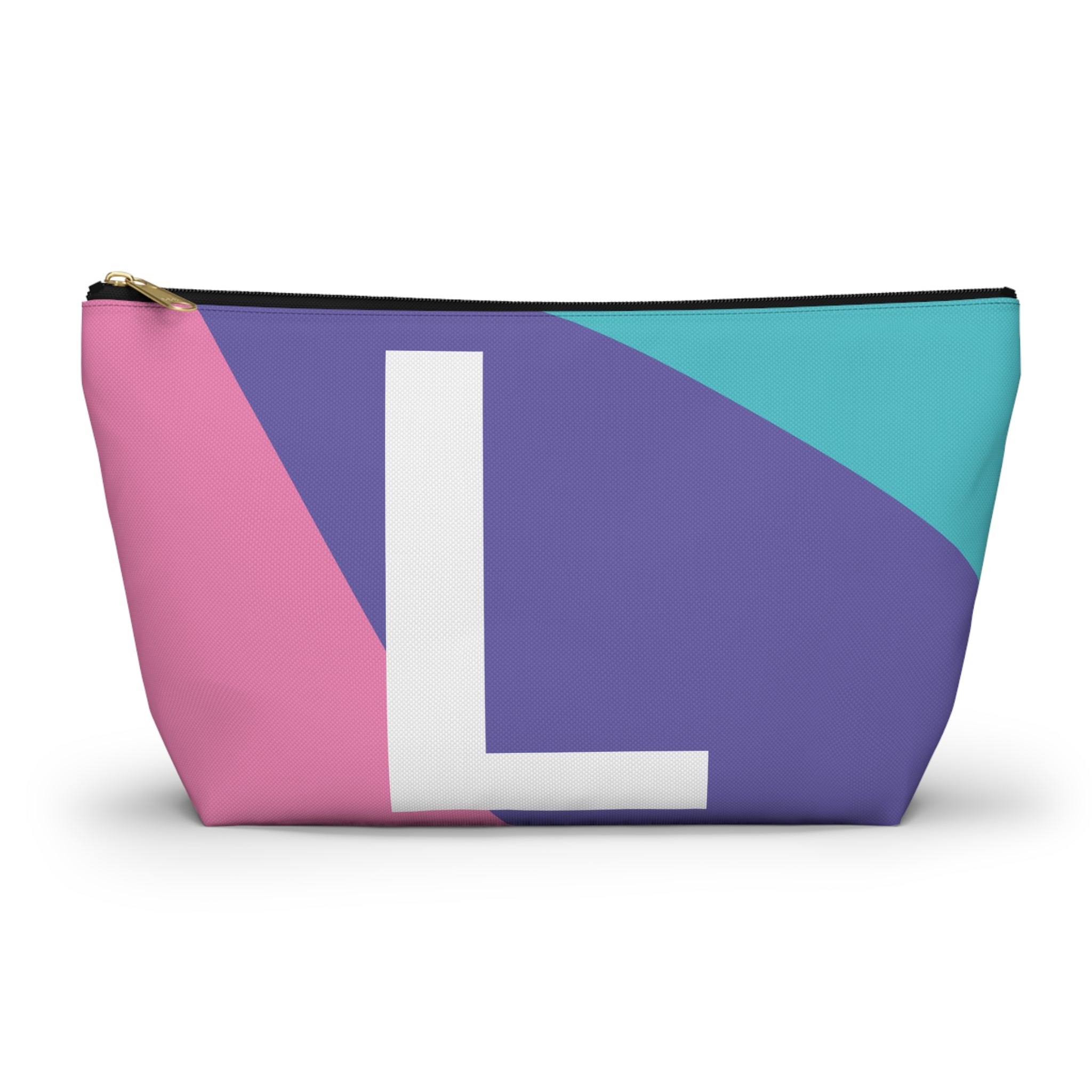Initials Colorblock Accessory Pouch — Monogram L T-Bottom Cosmetic Bag