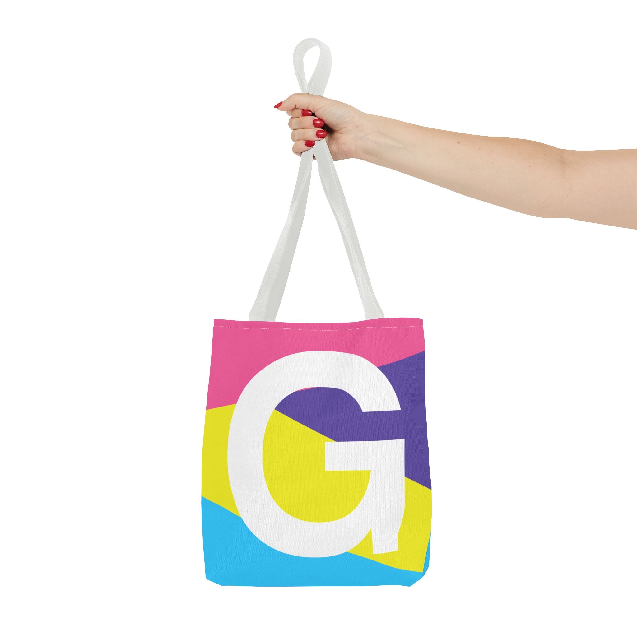 Monogram 'G' Colorblock Tote Bag — Personalized Initial G Shoulder Tote