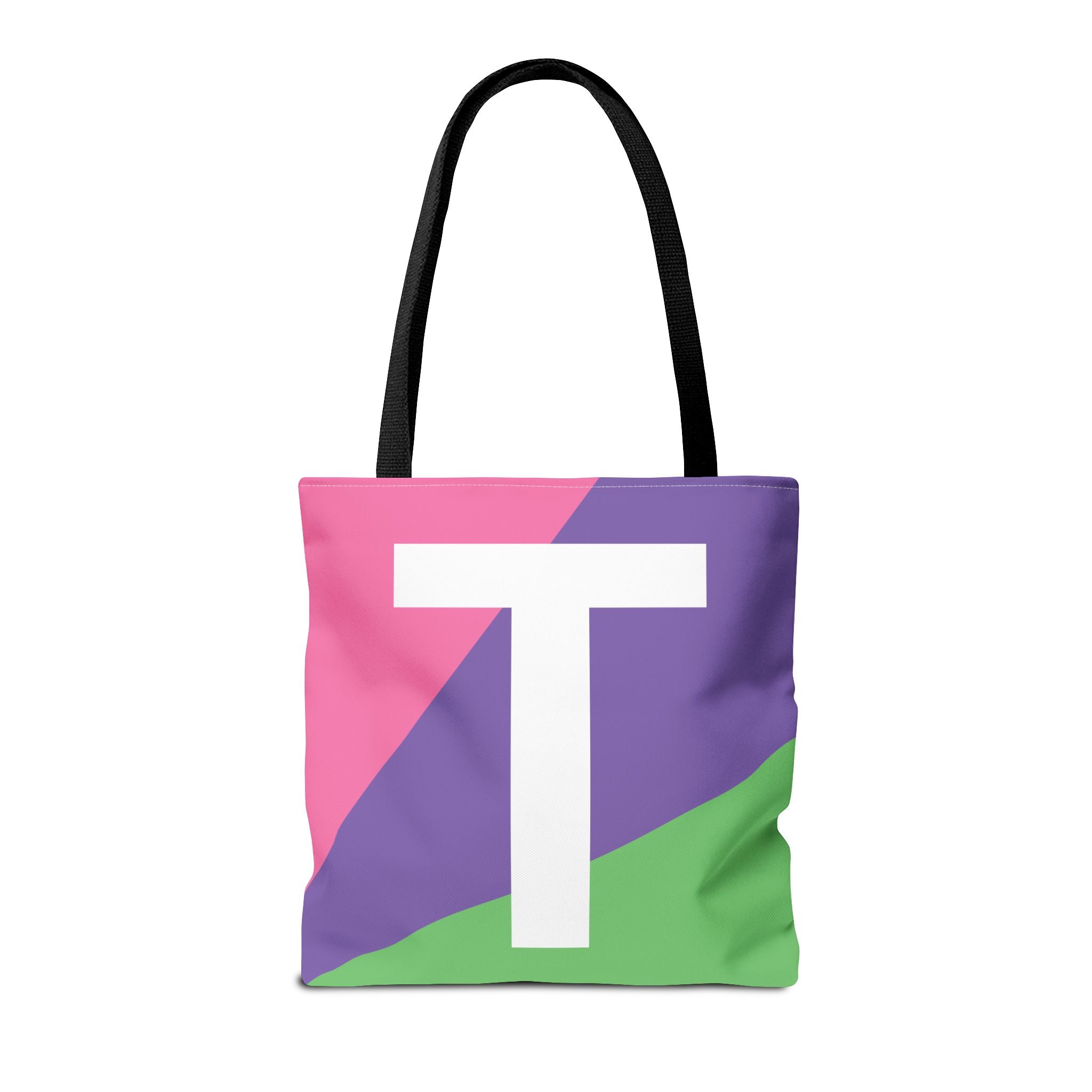 Monogram 'T' Colorblock Tote Bag — Personalized Initial T Shoulder Tote