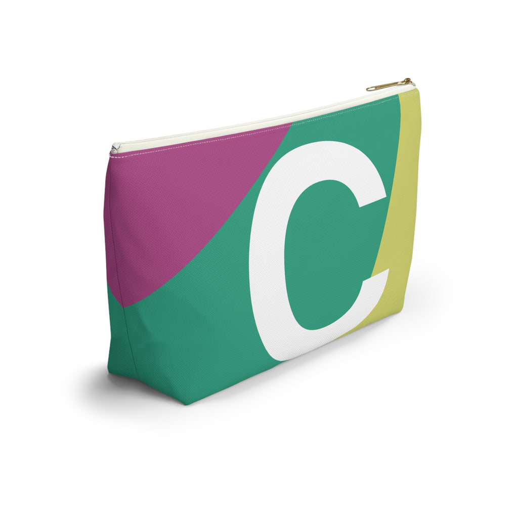 Initials Colorblock Accessory Pouch — Monogram C T-Bottom Cosmetic Bag