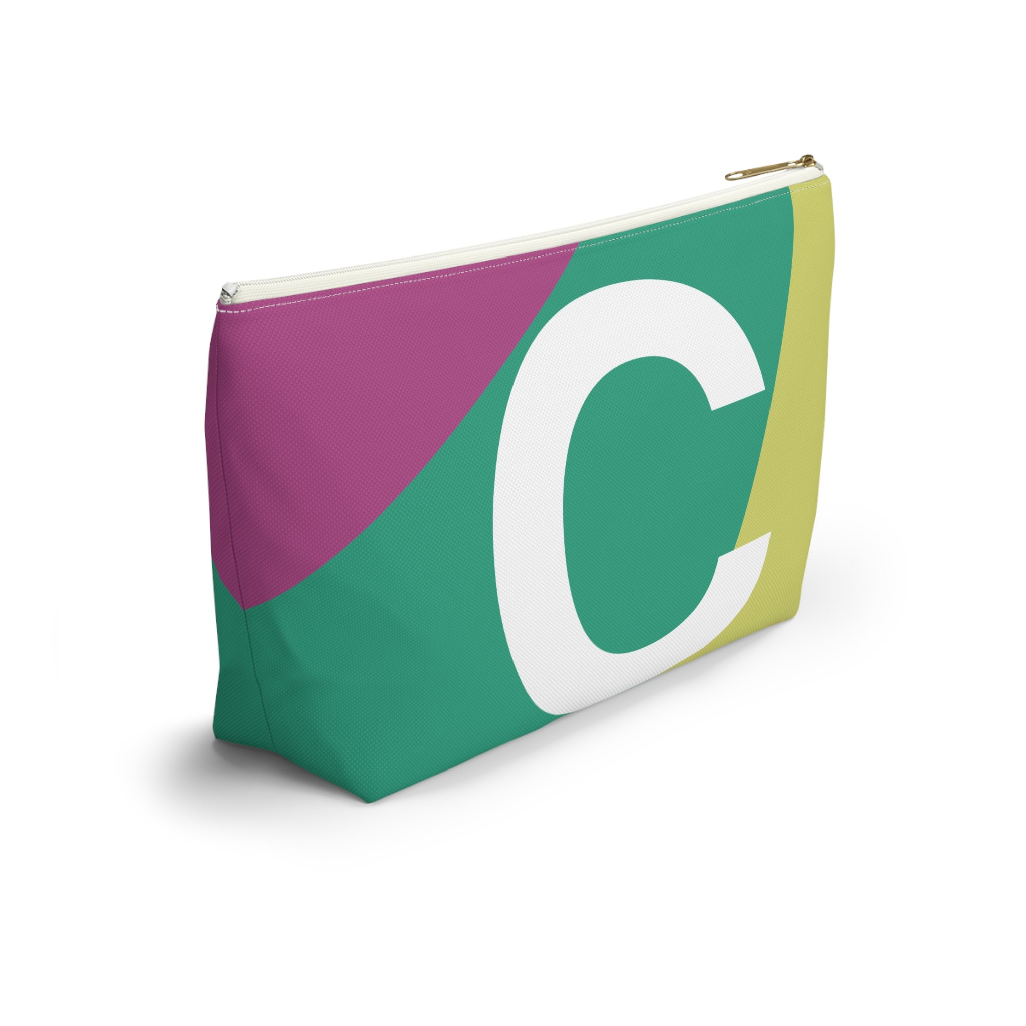 Initials Colorblock Accessory Pouch — Monogram C T-Bottom Cosmetic Bag