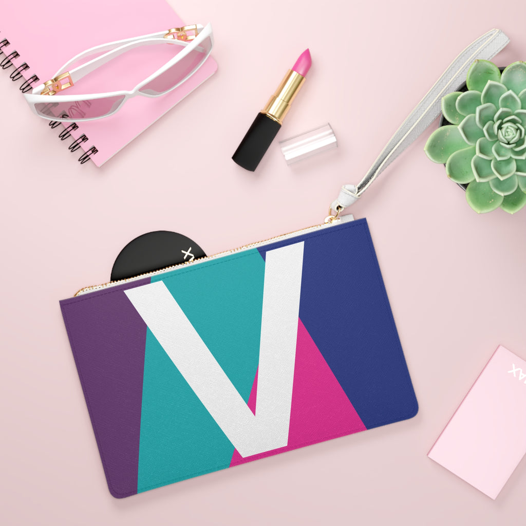 Monogram 'V' Colorblock Clutch Bag — Bold Geometric Wristlet for Everyday & Gifts
