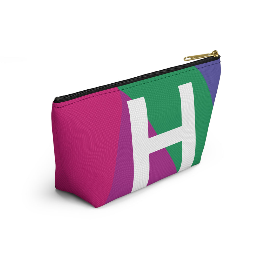 Initials Colorblock Accessory Pouch — Monogram H T-Bottom Cosmetic Bag