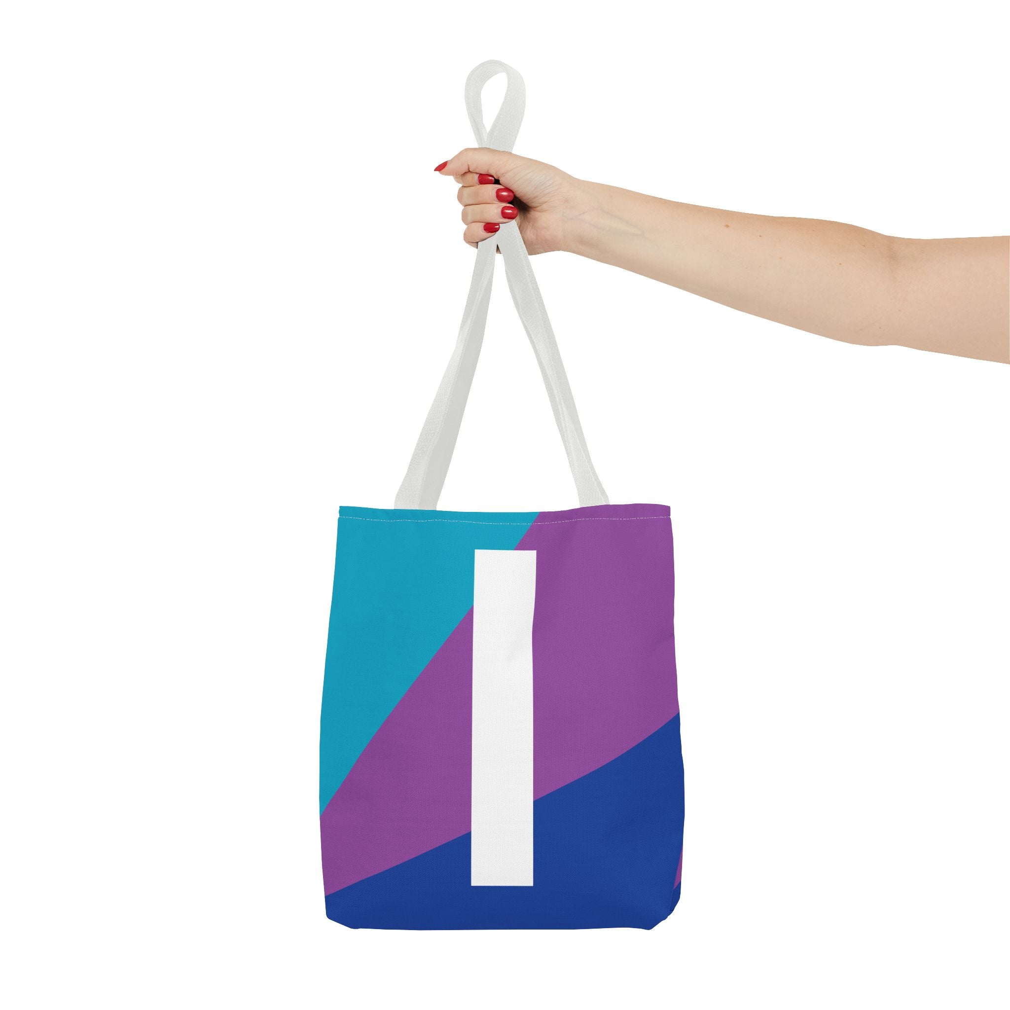 Monogram 'I' Colorblock Tote Bag — Personalized Initial I Shoulder Tote