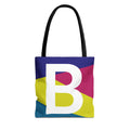 Monogram 'B' Colorblock Tote Bag — Personalized Initial B Shoulder Tote