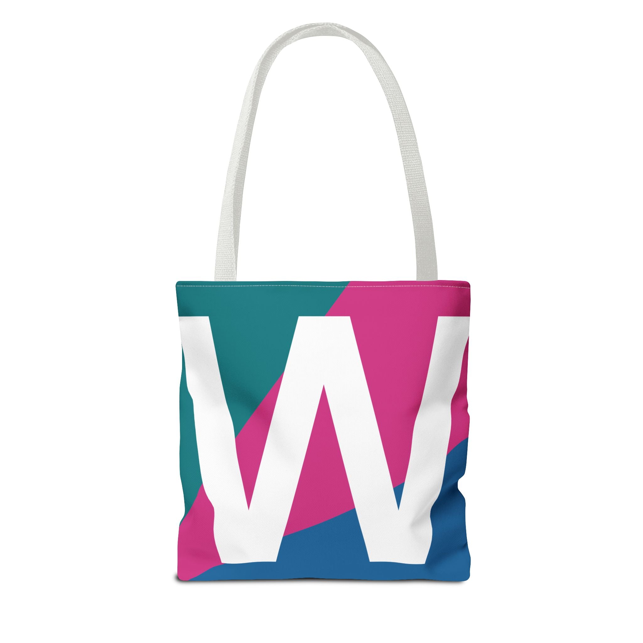 Monogram 'W' Colorblock Tote Bag — Personalized Initial W Shoulder Tote