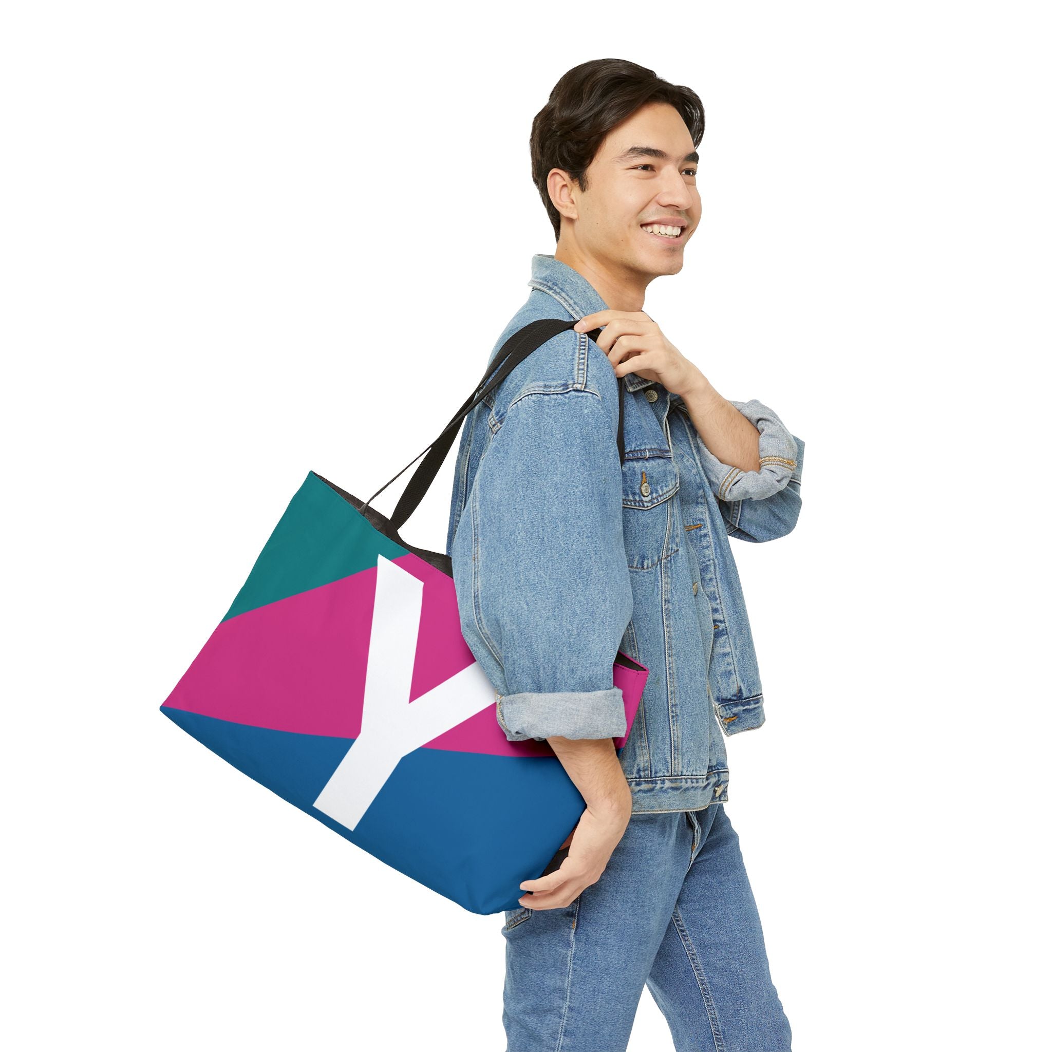 Personalized 'Y' Colorblock Tote Bag — Monogram Weekender Tote