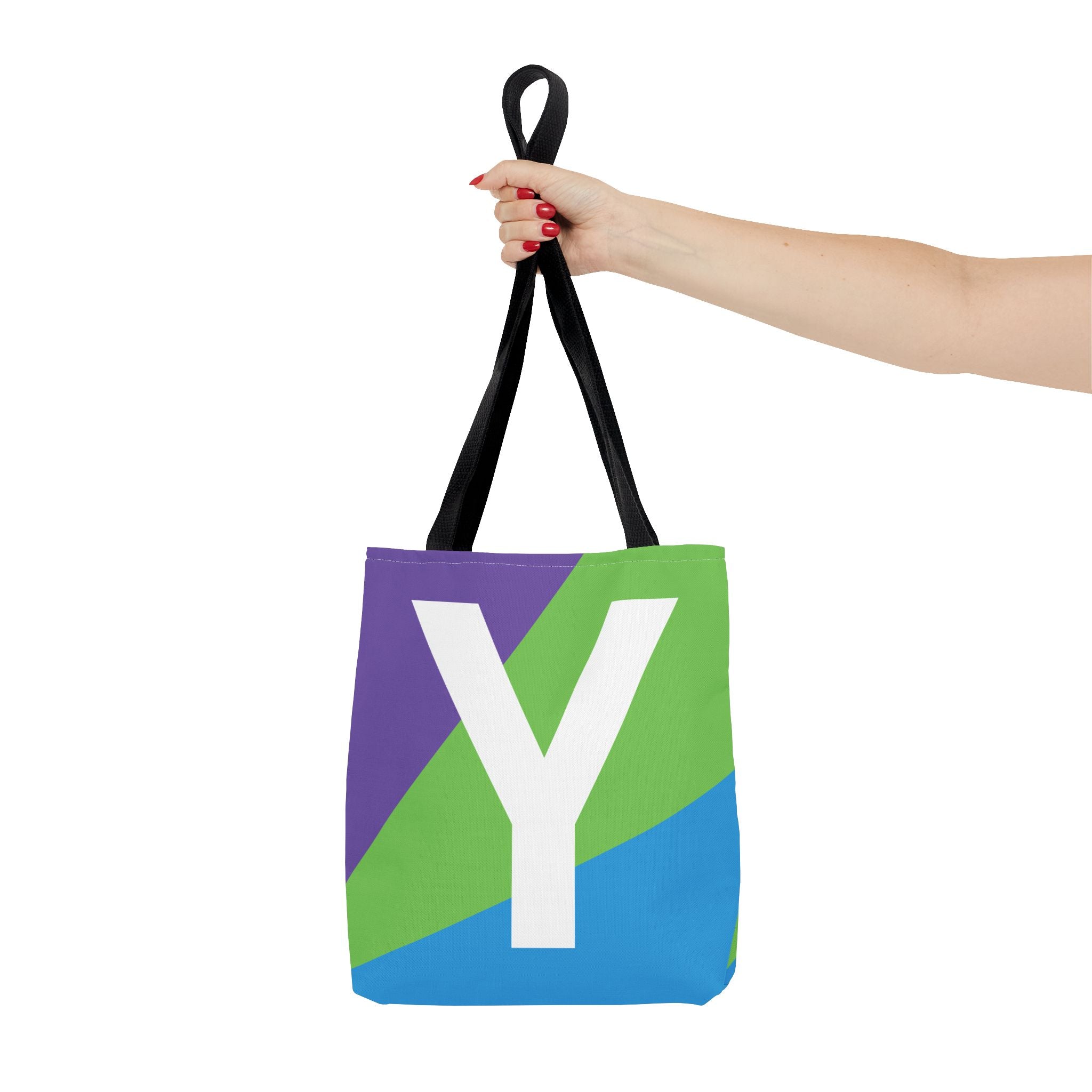 Monogram 'Y' Colorblock Tote Bag — Personalized Initial Y Shoulder Tote