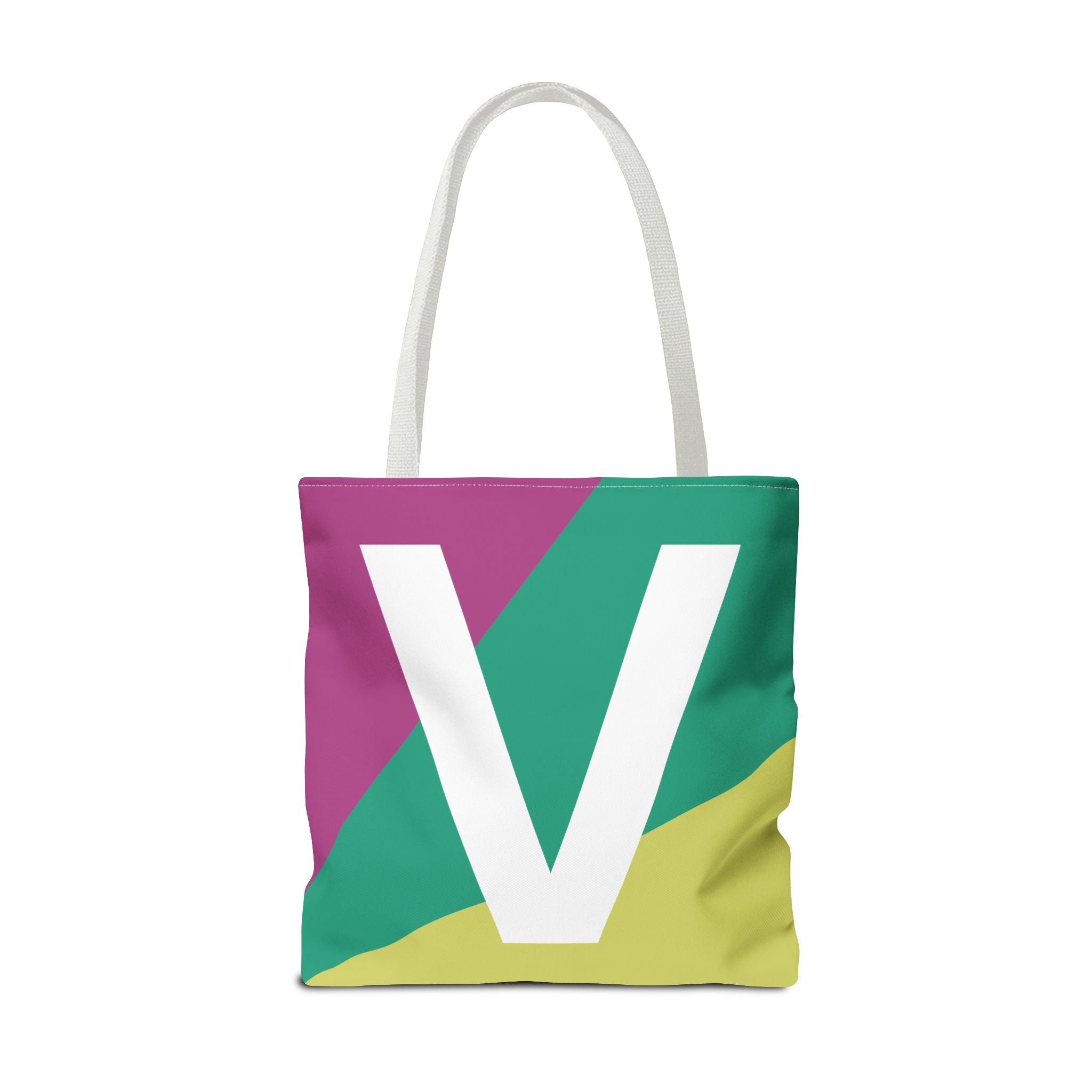 Monogram 'V' Colorblock Tote Bag — Personalized Initial V Shoulder Tote