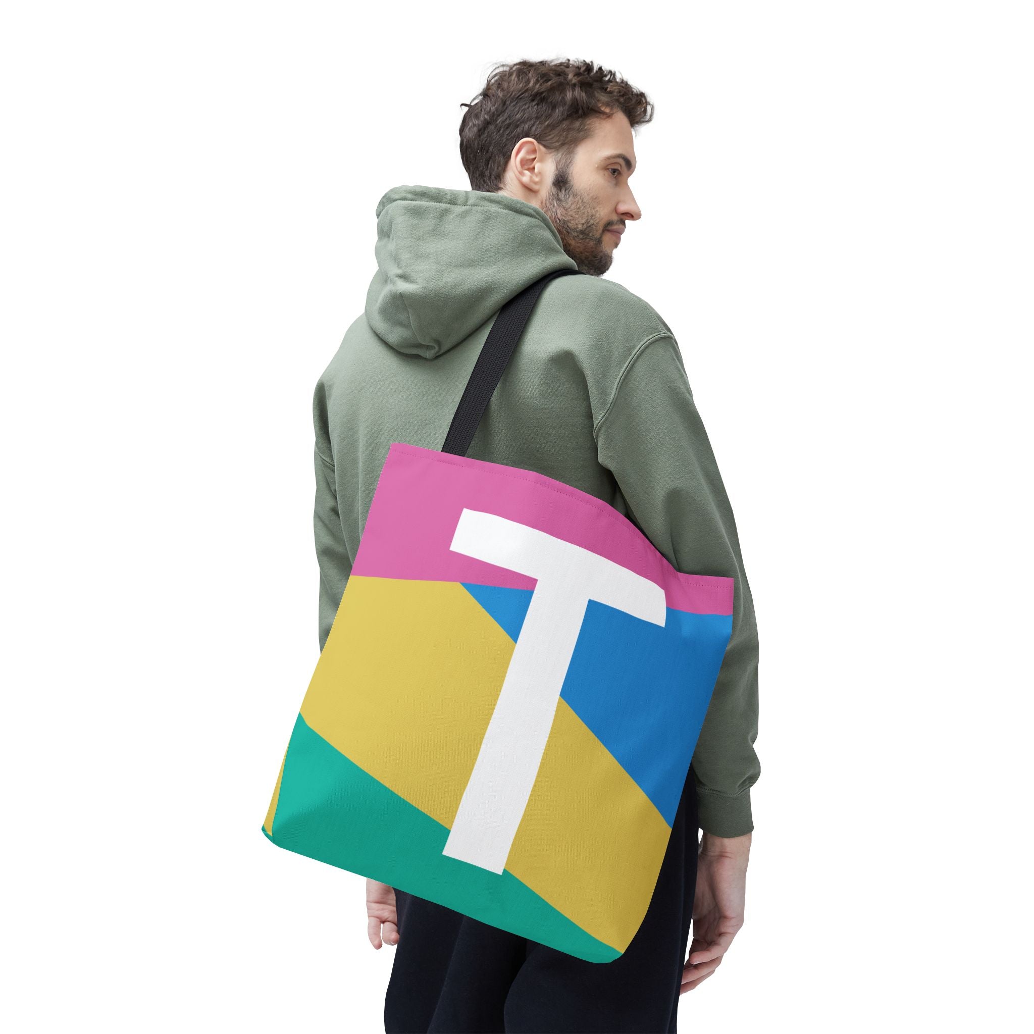 Monogram 'T' Colorblock Tote Bag — Personalized Initial T Shoulder Tote