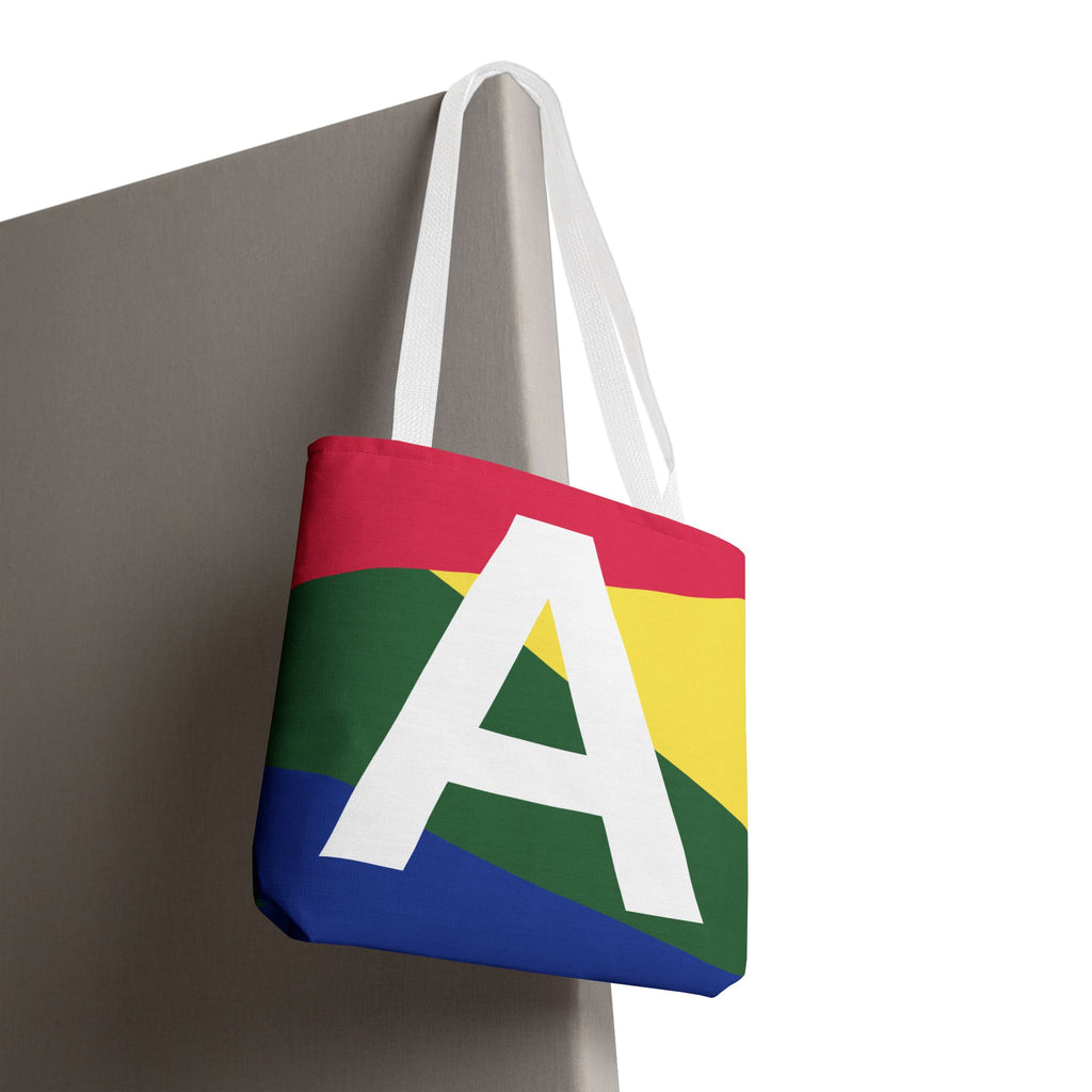 Monogram 'A' Colorblock Tote Bag — Personalized Initial A Shoulder Tote