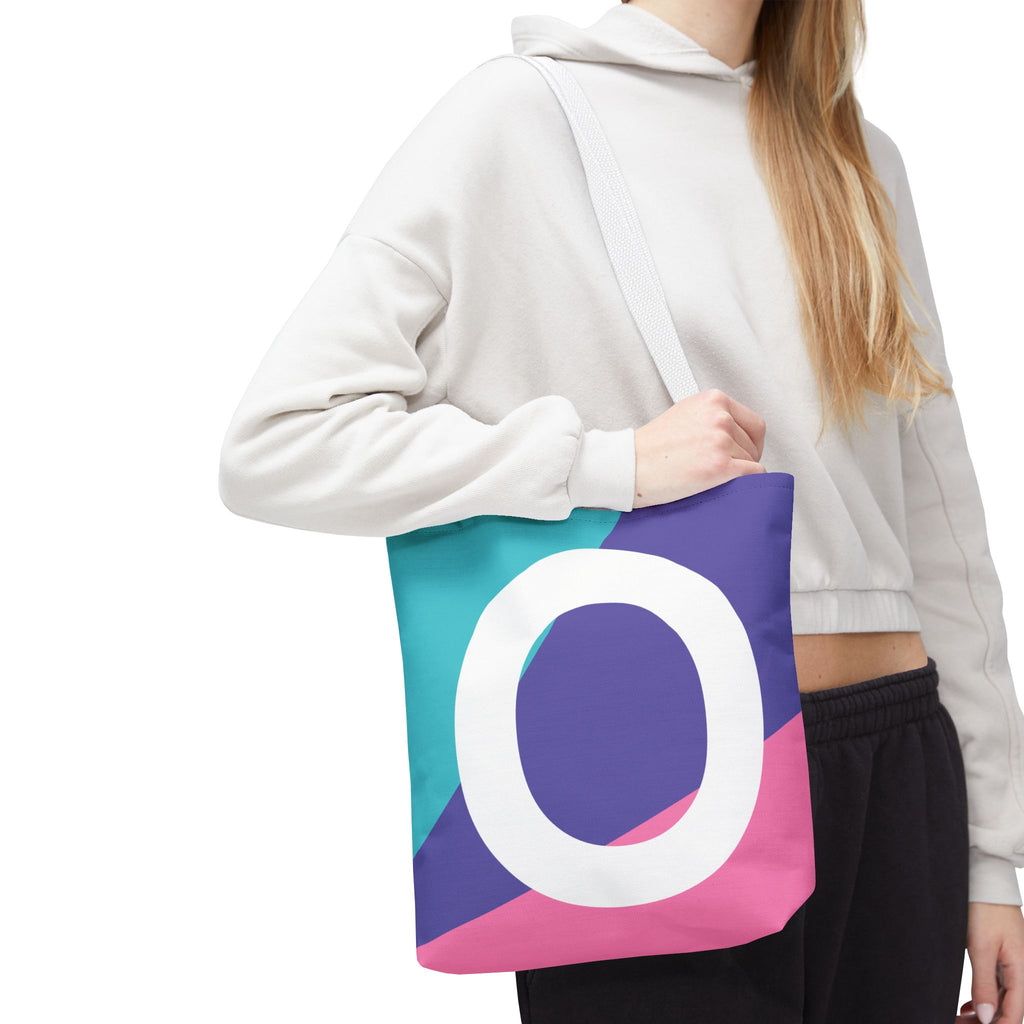 Monogram 'O' Colorblock Tote Bag — Personalized Initial O Shoulder Tote