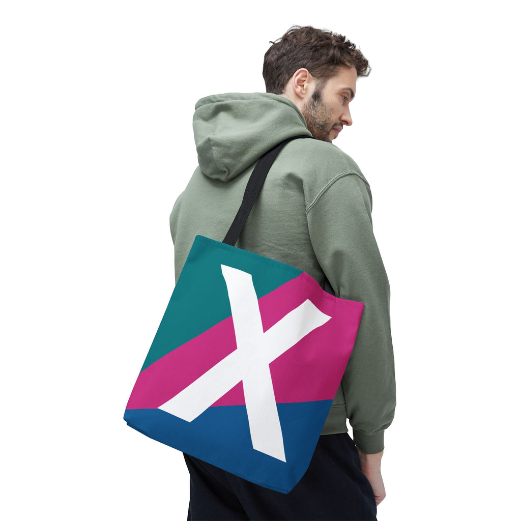 Monogram 'X' Colorblock Tote Bag — Personalized Initial X Shoulder Tote