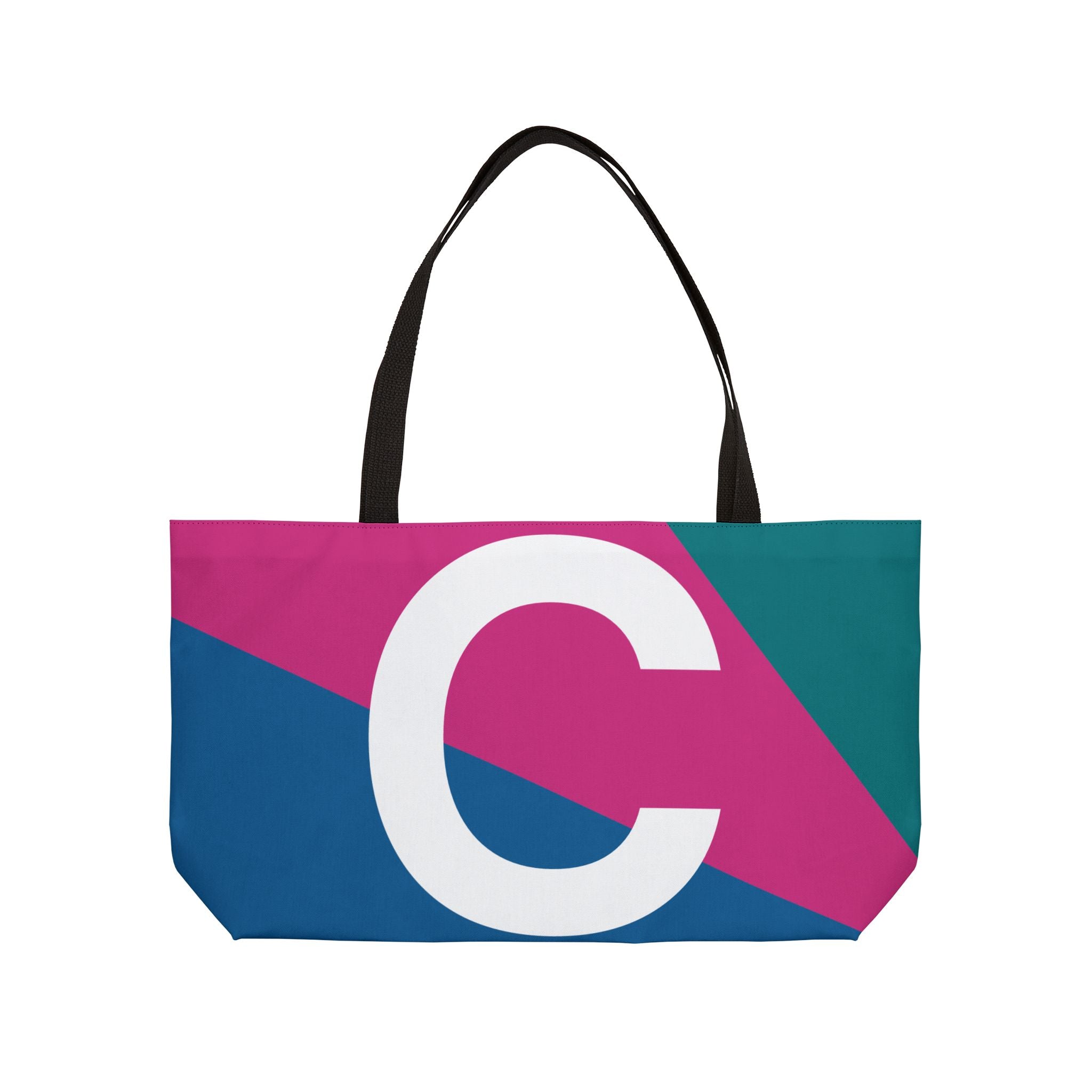 Personalized 'C' Colorblock Tote Bag — Monogram Weekender Tote