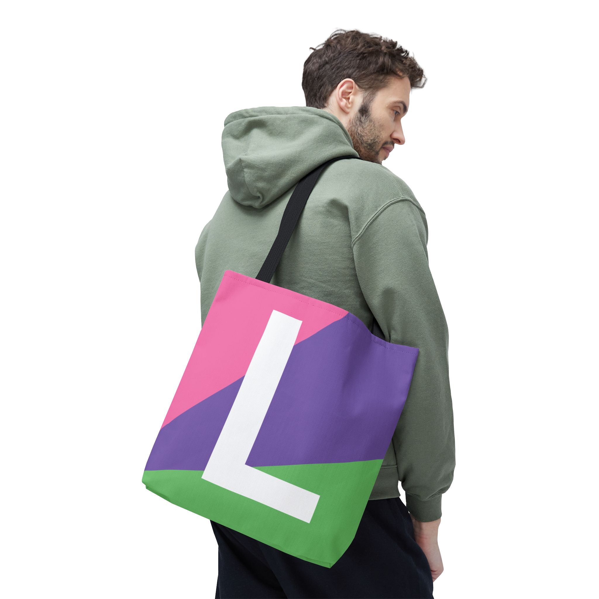 Monogram 'L' Colorblock Tote Bag — Personalized Initial L Shoulder Tote