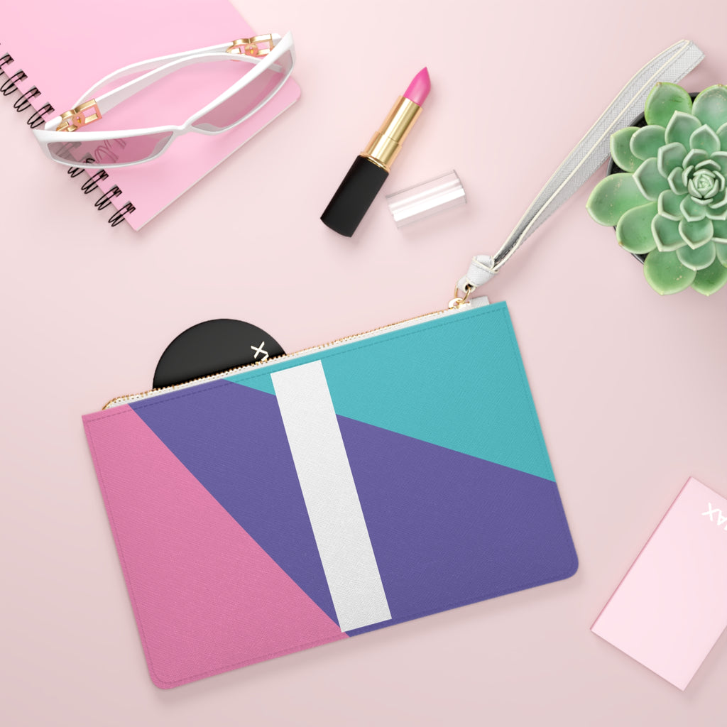 Monogram 'I' Colorblock Clutch Bag — Bold Geometric Wristlet for Everyday & Gifts