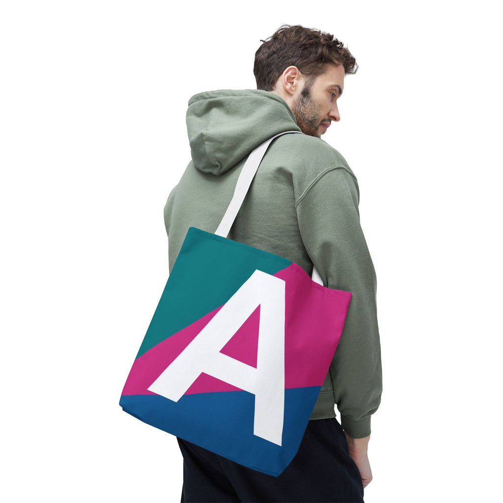 Monogram 'A' Colorblock Tote Bag — Personalized Initial A Shoulder Tote