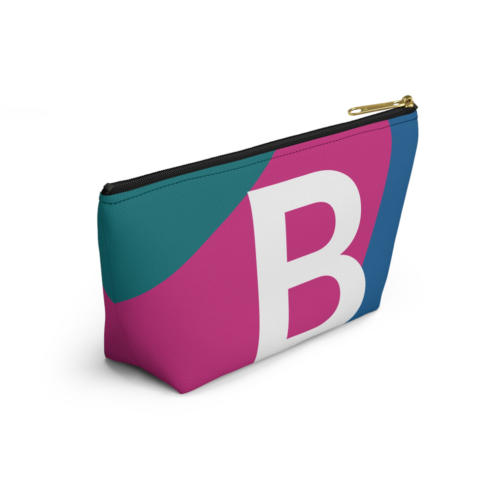 Initials Colorblock Accessory Pouch — Monogram B T-Bottom Cosmetic Bag