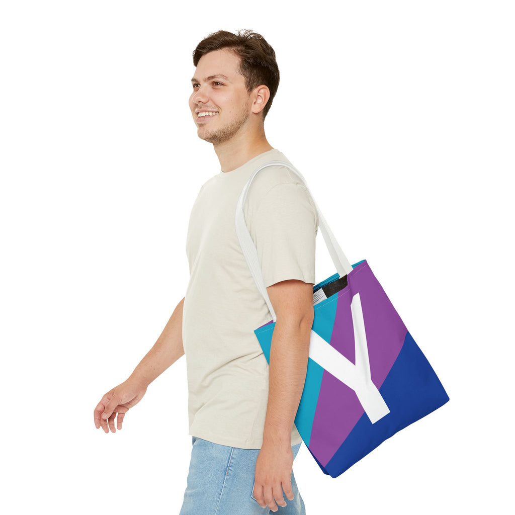 Monogram 'Y' Colorblock Tote Bag — Personalized Initial Y Shoulder Tote