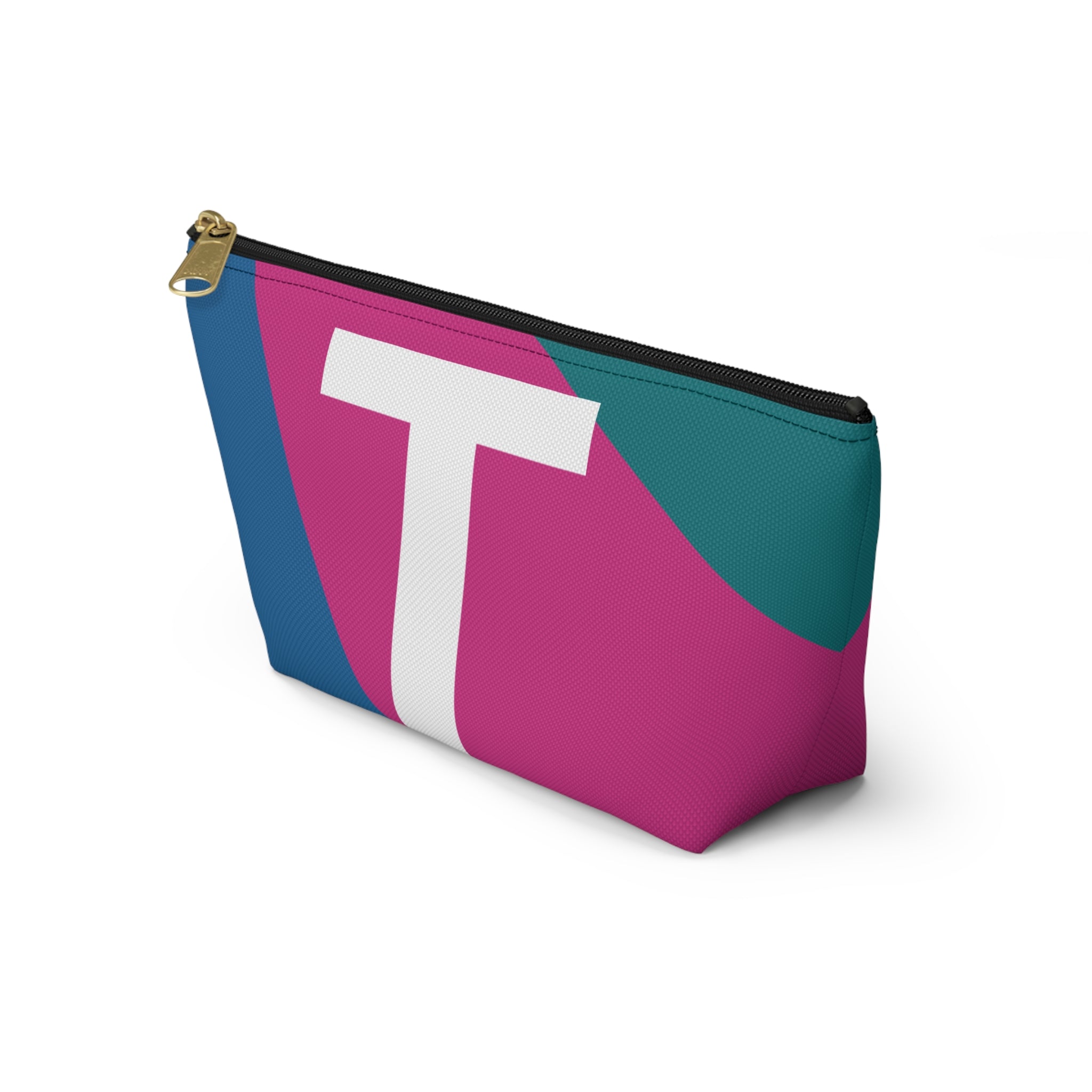 Initials Colorblock Accessory Pouch — Monogram T T-Bottom Cosmetic Bag