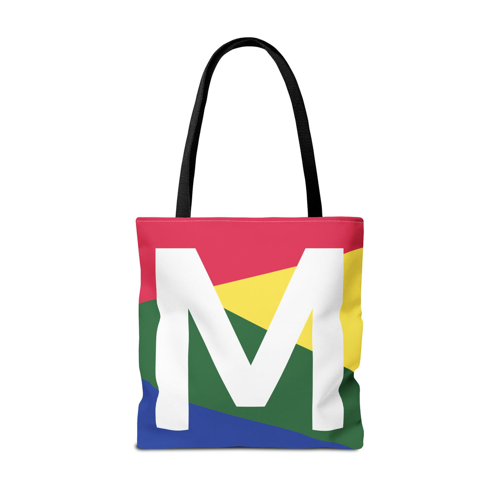 Monogram 'M' Colorblock Tote Bag — Personalized Initial M Shoulder Tote