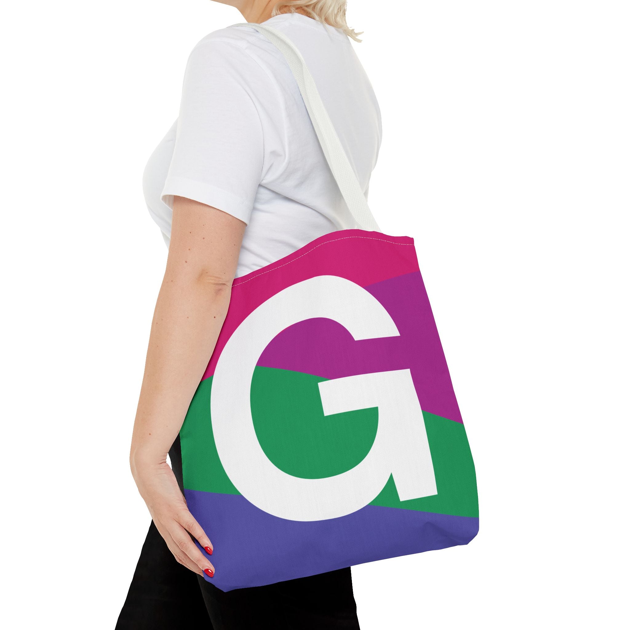 Monogram 'G' Colorblock Tote Bag — Personalized Initial G Shoulder Tote