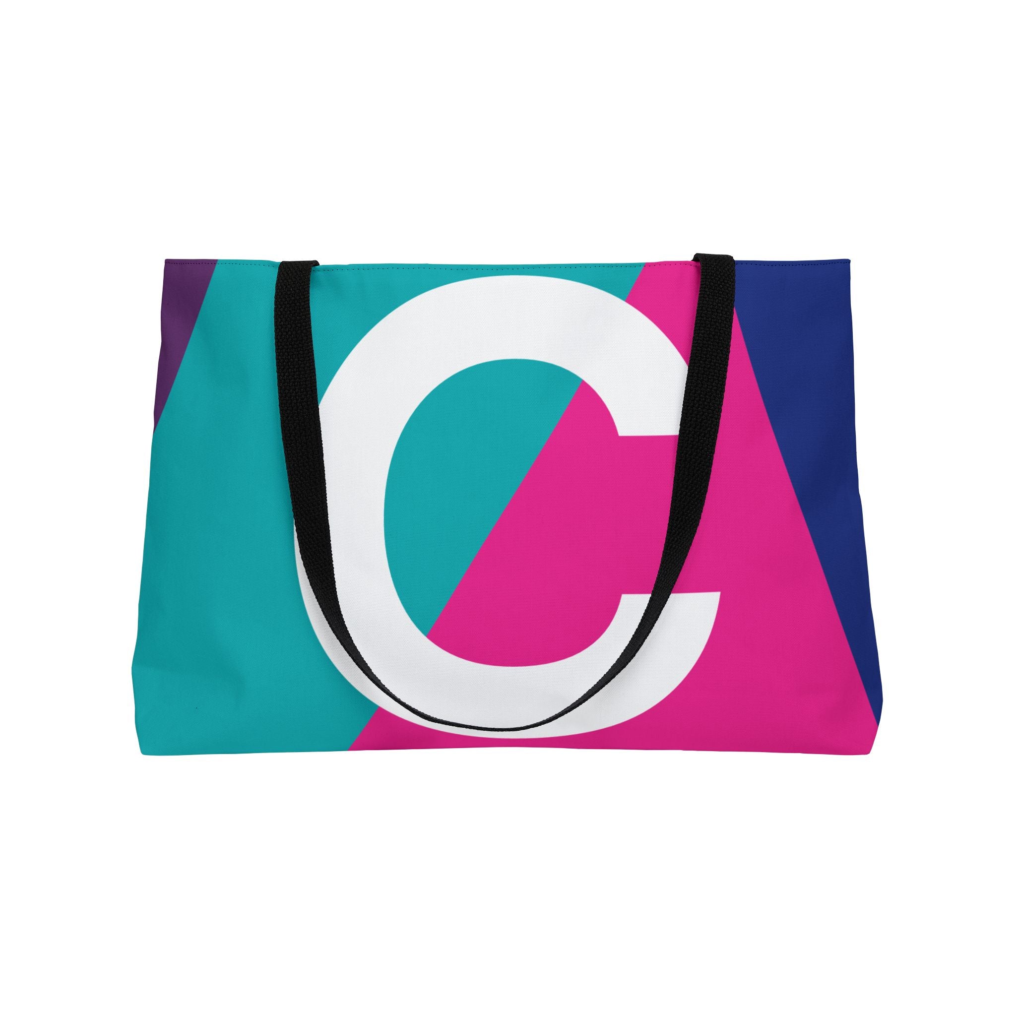 Personalized 'C' Colorblock Tote Bag — Monogram Weekender Tote