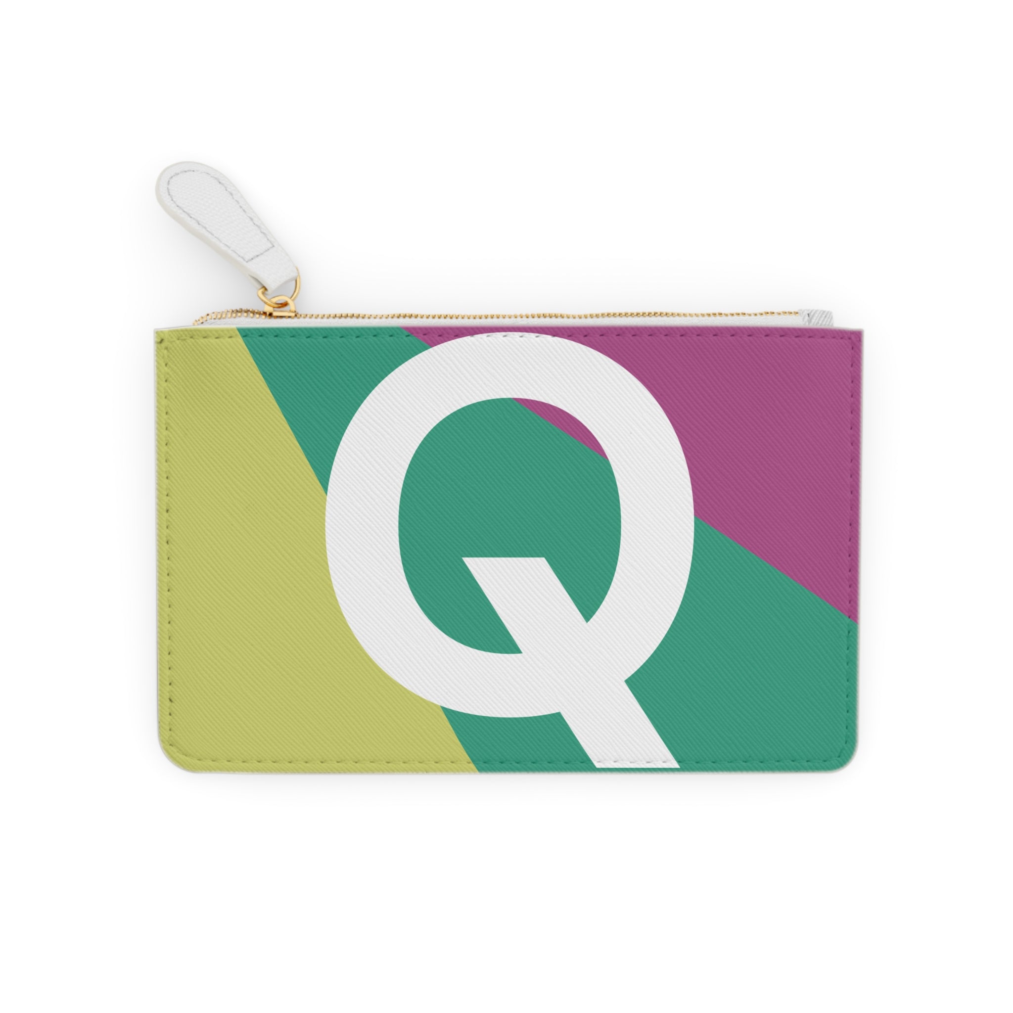 Initial Q Mini Clutch — Colorblock Monogram Wristlet Wallet