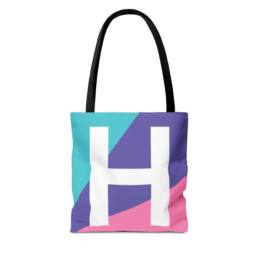 Monogram 'H' Colorblock Tote Bag — Personalized Initial H Shoulder Tote